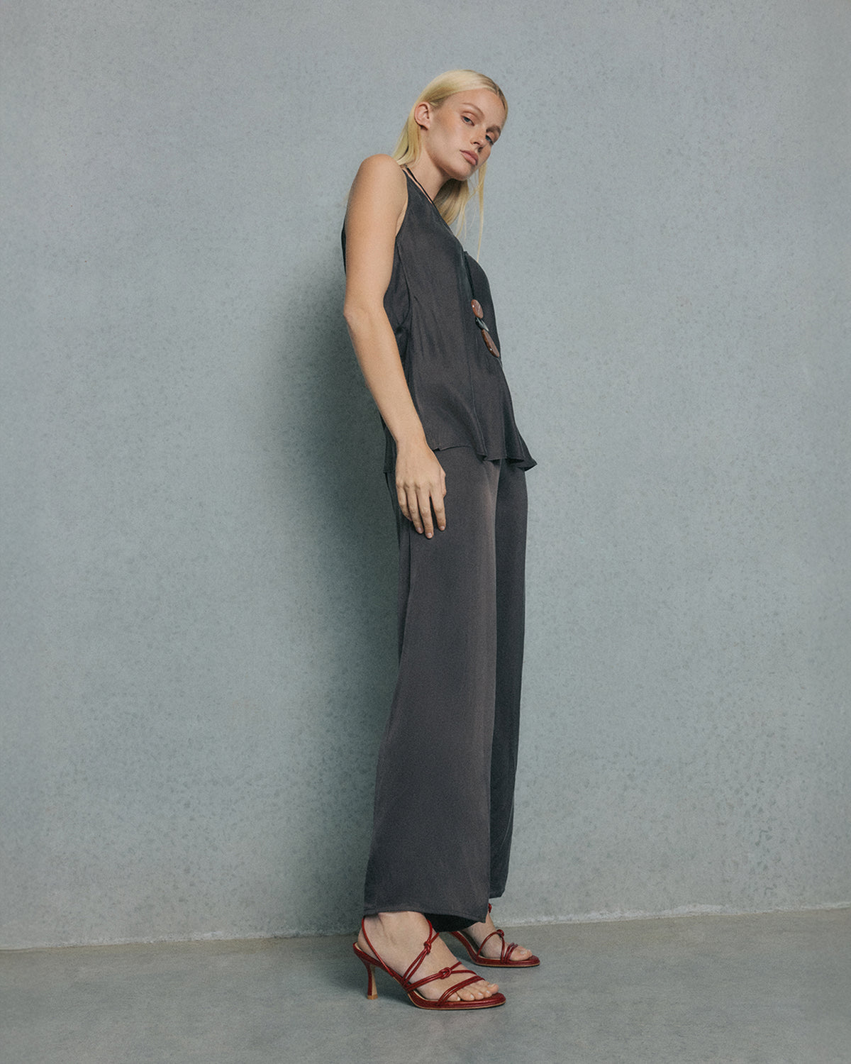 NORMA MID HEEL SANDALS RUBY RED LEATHER