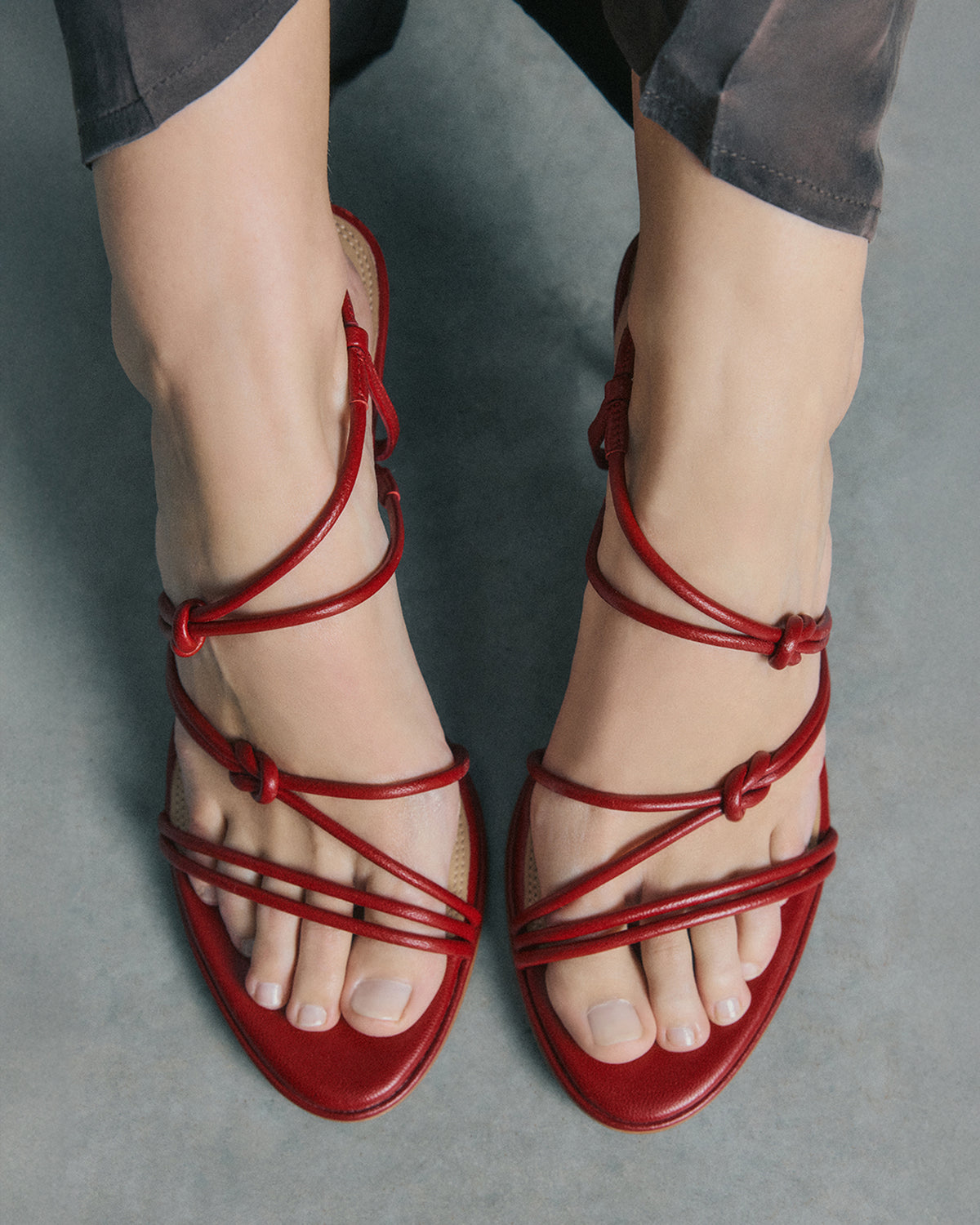 NORMA MID HEEL SANDALS RUBY RED LEATHER