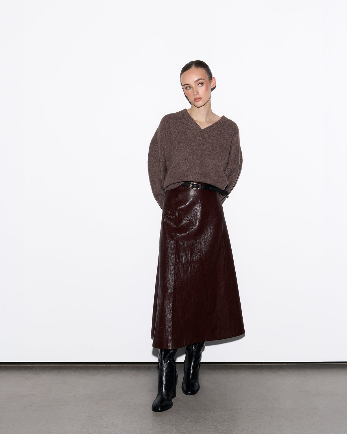 ODETTE KNEE BOOTS BLACK LEATHER