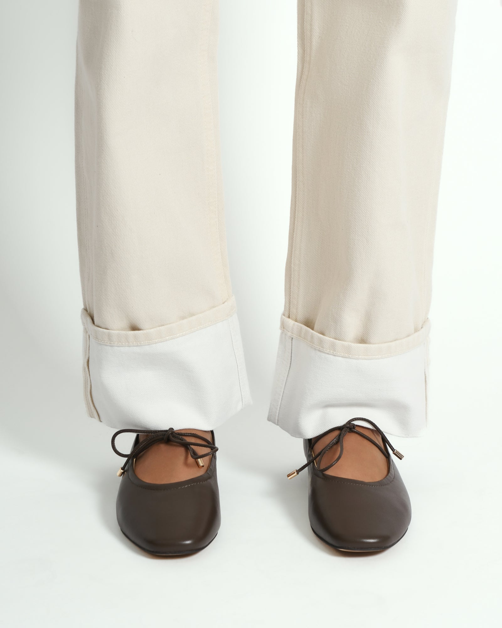 PETAL CASUAL FLATS DARK RYE LEATHER