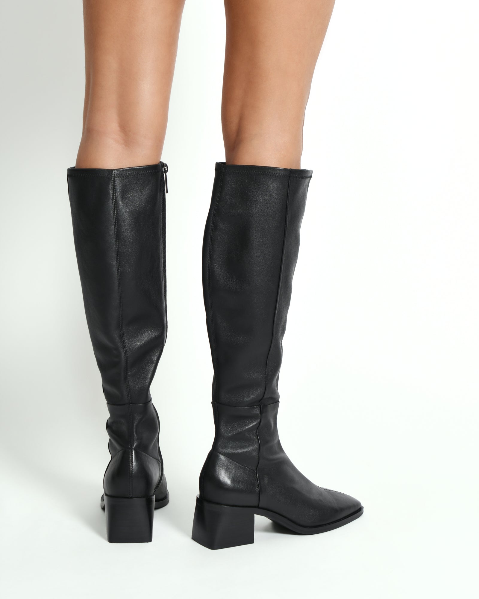 QUEENIE KNEE BOOTS BLACK LEATHER Jo Mercer