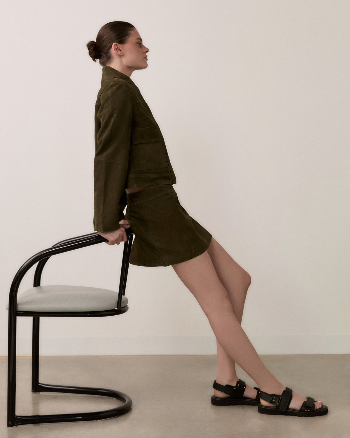 RUFUS FLAT SANDALS BLACK LEATHER