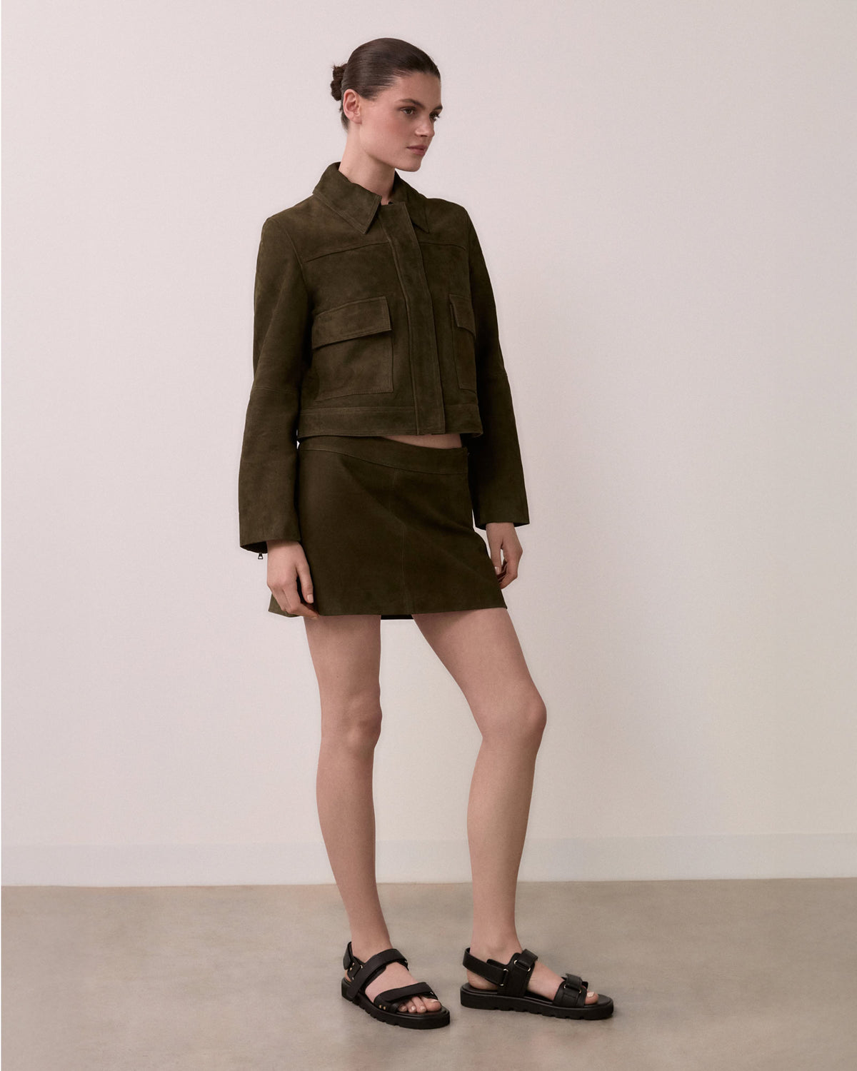 RUFUS FLAT SANDALS BLACK LEATHER