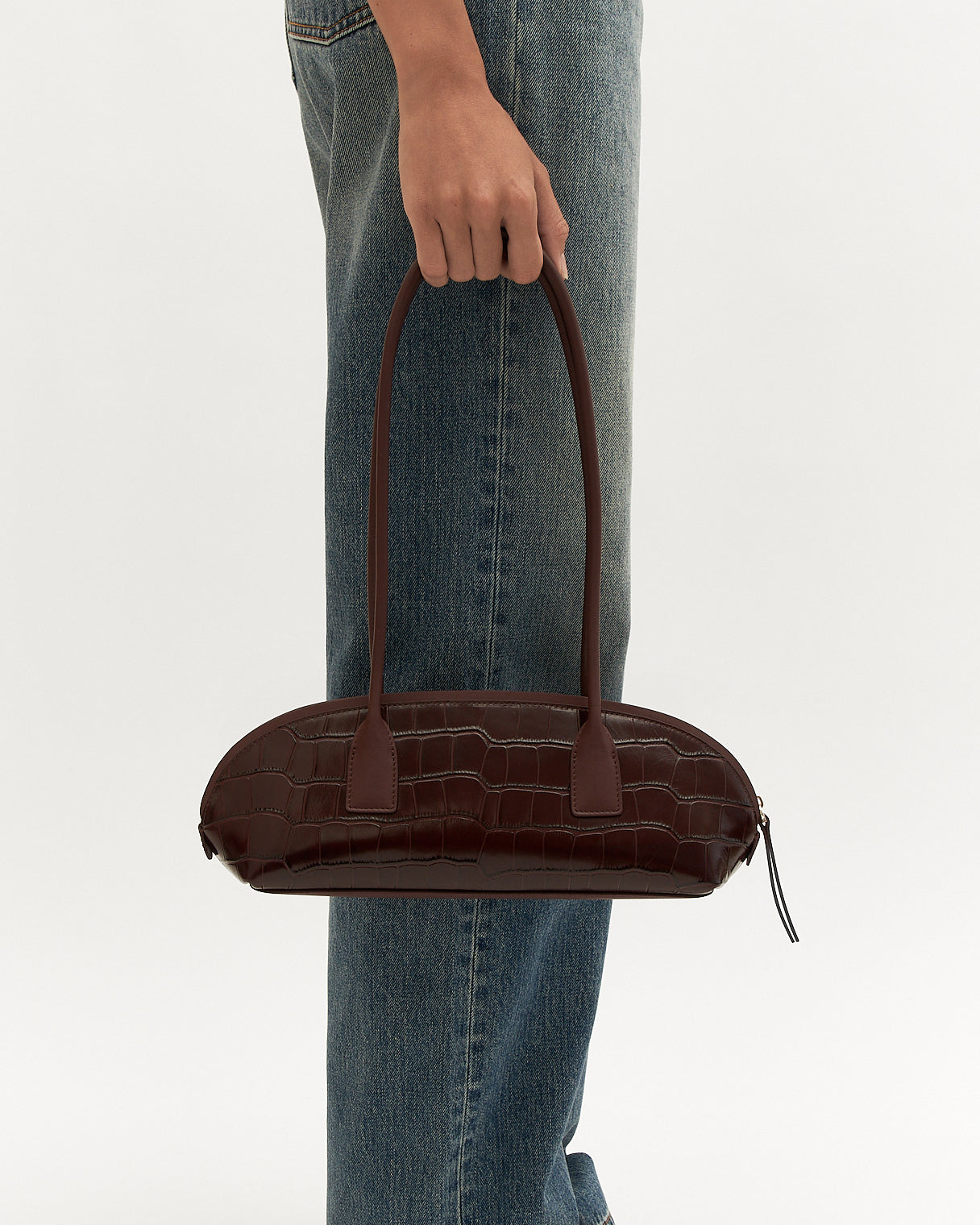 RUSTY SHOULDER BAG MAHOGANY CROC - Jo Mercer