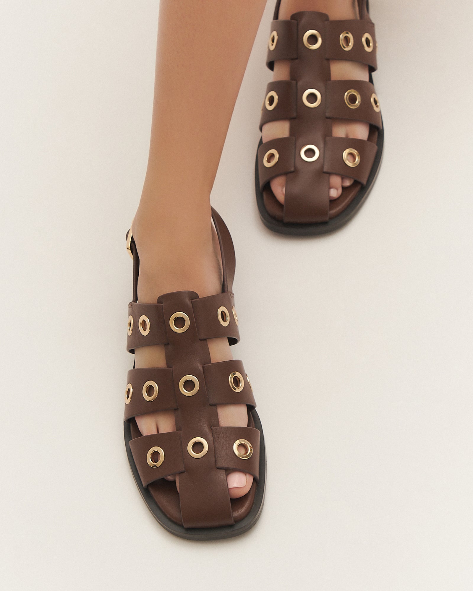 SAFFI FLAT SANDALS PECAN LEATHER image