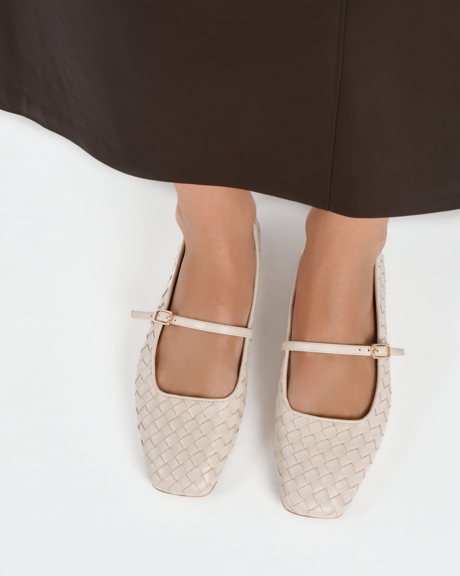 SAILOR BALLET FLATS OFF WHITE LEATHER image