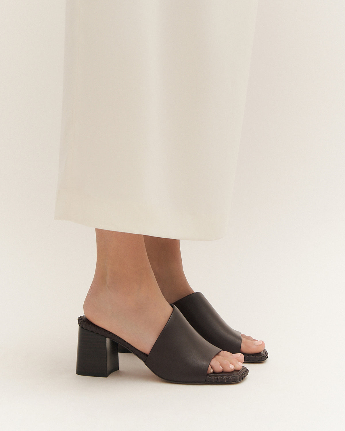 SIENNA MID HEEL SANDALS BITTER CHOC LEATHER