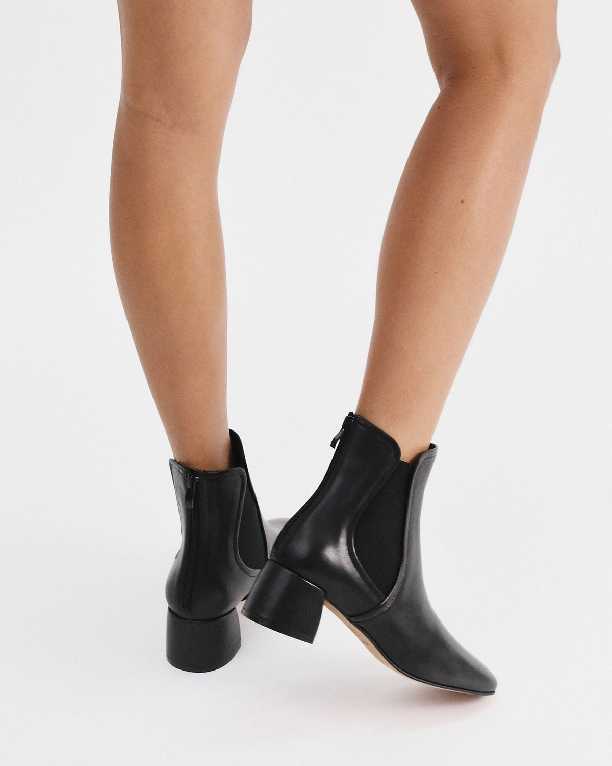 STEVIE MID ANKLE BOOTS BLACK LEATHER