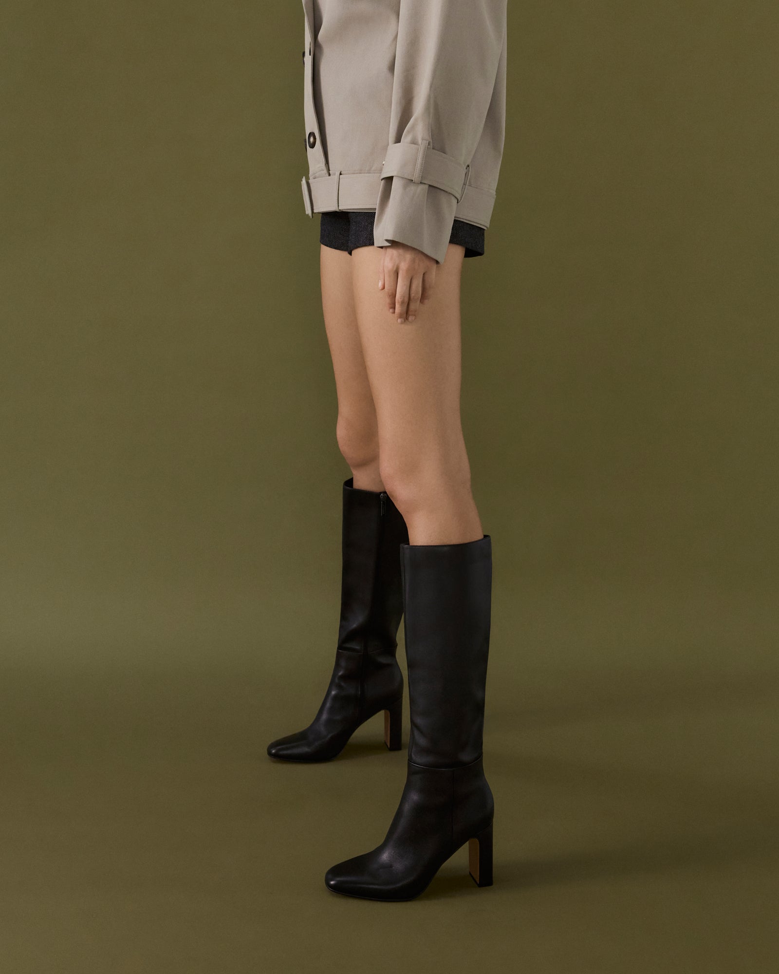 STORMI KNEE BOOTS BLACK LEATHER image