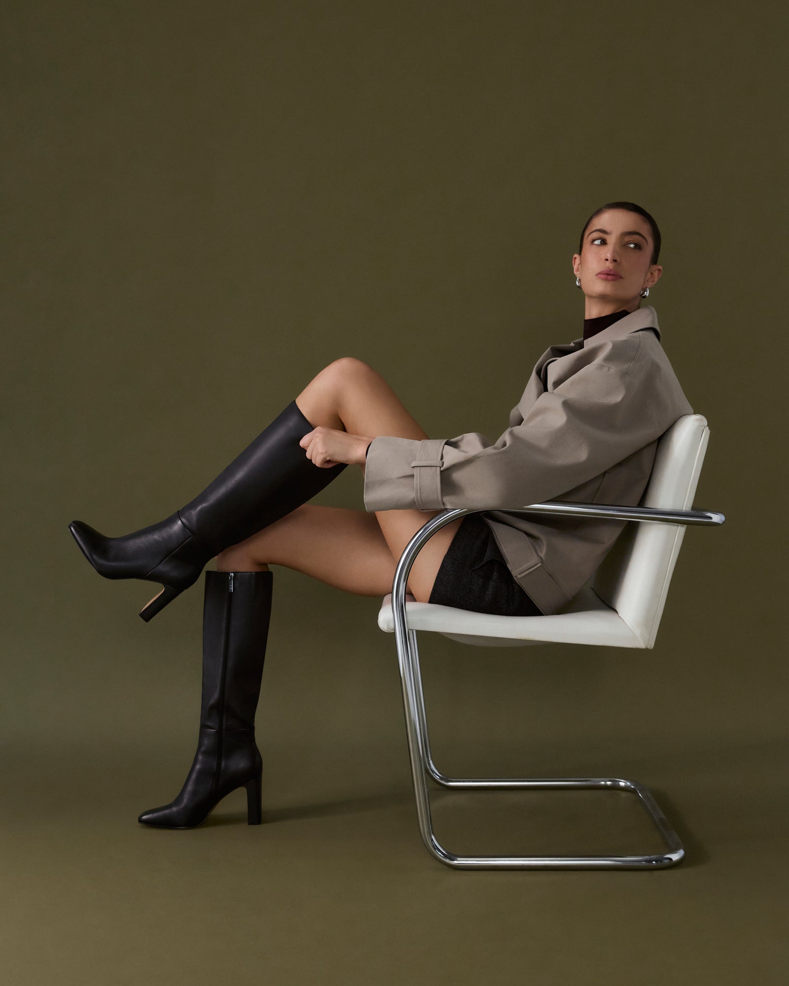 STORMI KNEE BOOTS BLACK LEATHER image