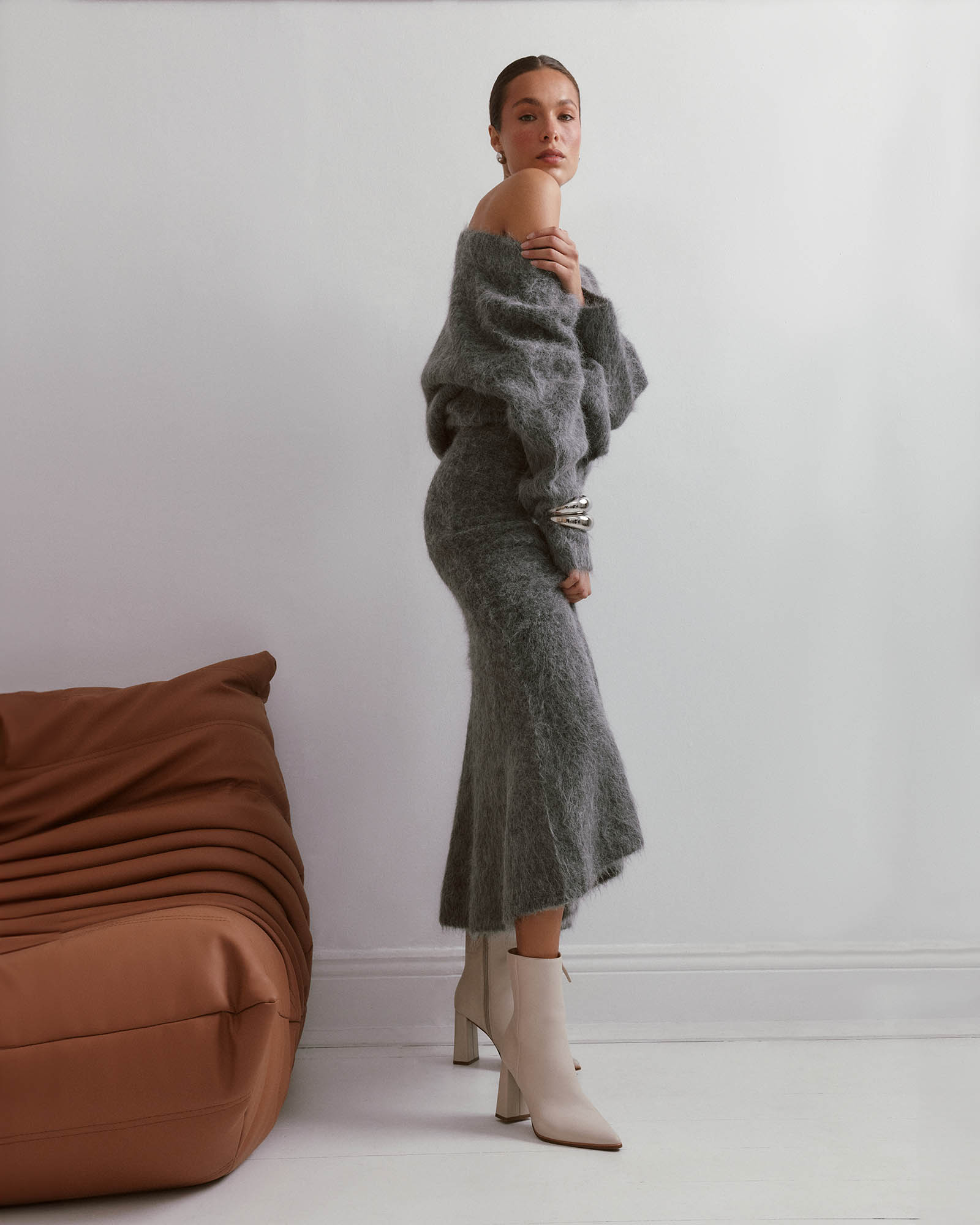 TATIANA HIGH ANKLE BOOTS OFF WHITE LEATHER image