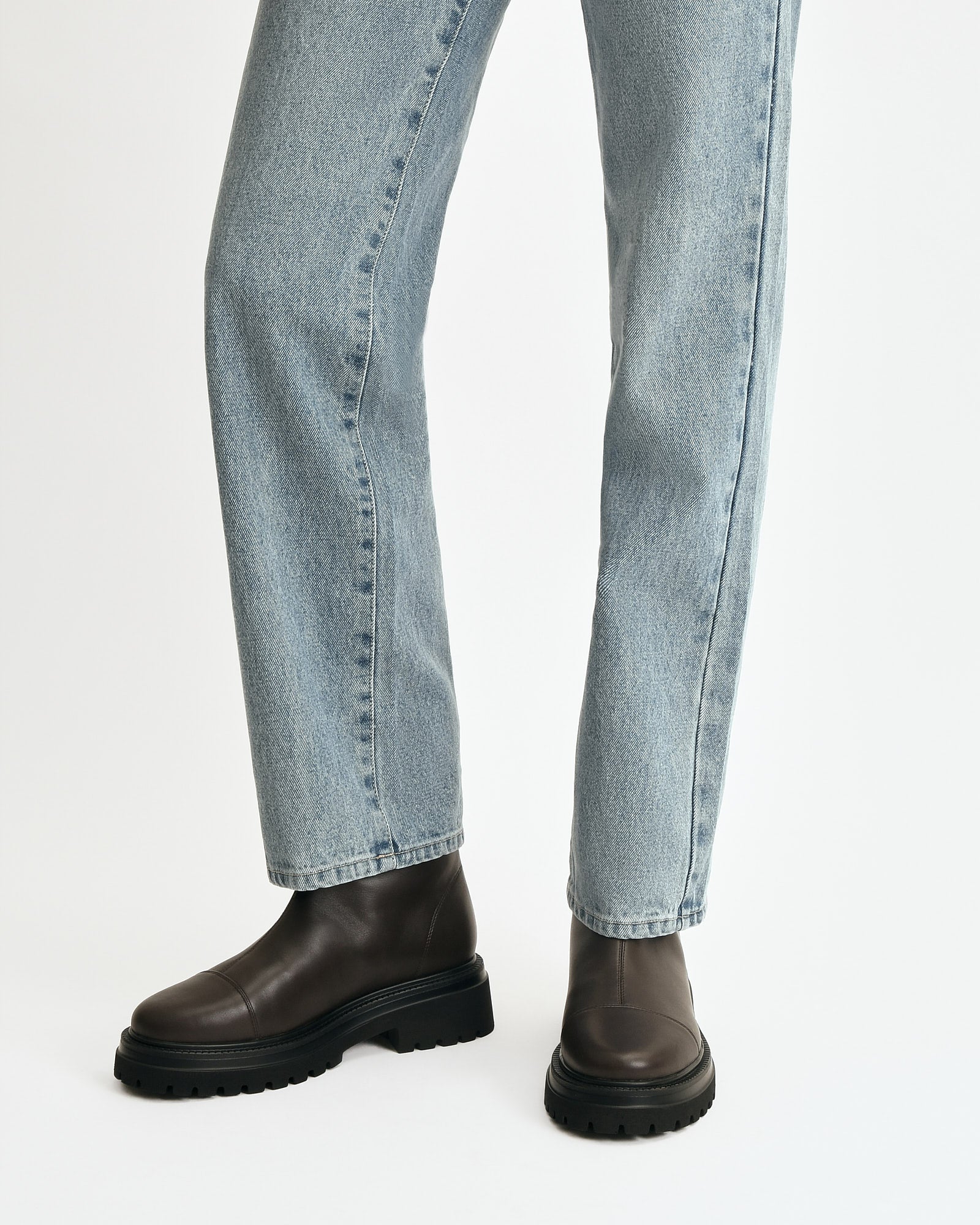 TATUM FLAT ANKLE BOOTS BITTER CHOC LEATHER image