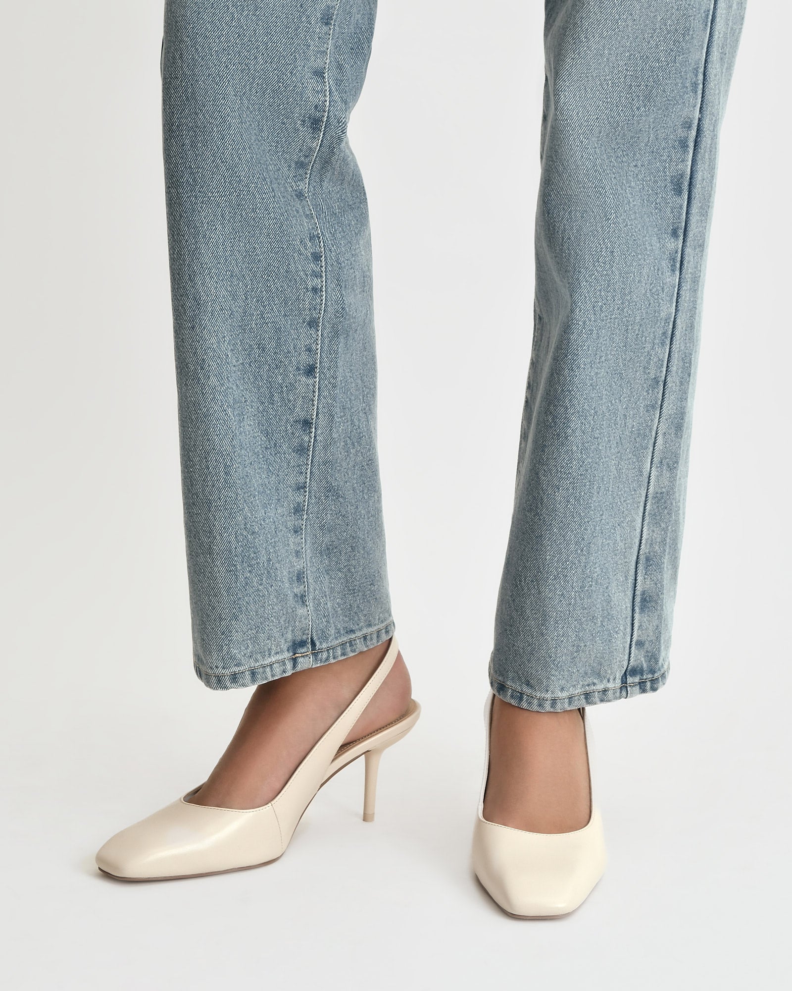 TERRANCE MID HEELS OFF WHITE LEATHER image