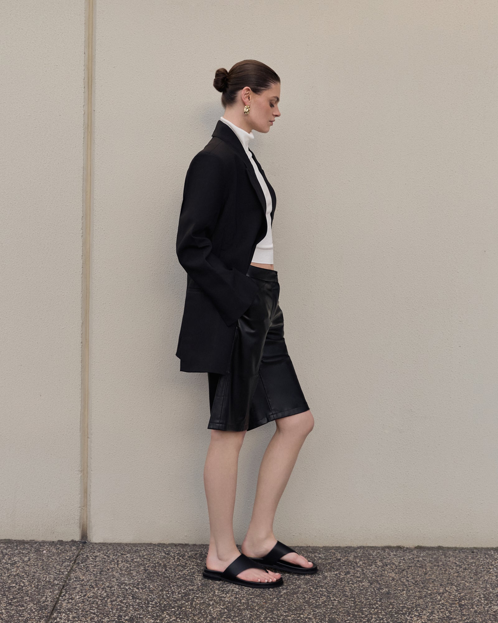 TOBY FLAT SANDALS BLACK LEATHER image