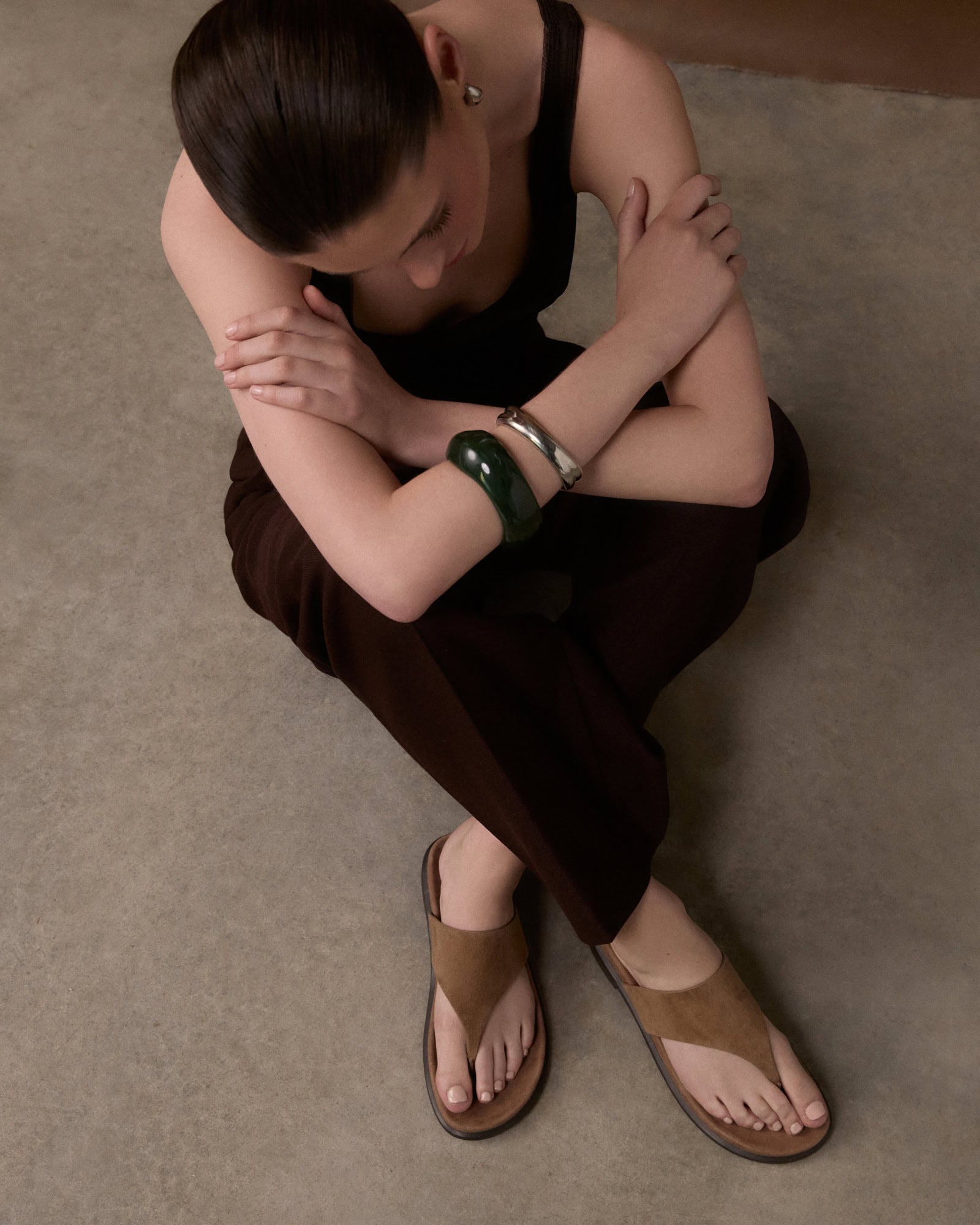 TOBY FLAT SANDALS LATTE SUEDE image