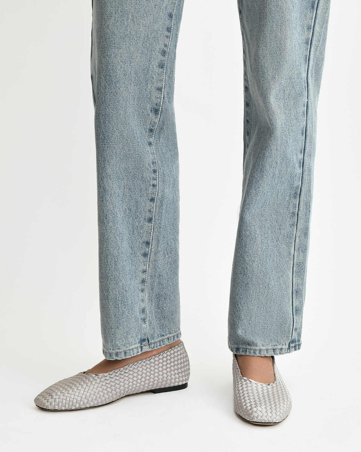VIVIENNE CASUAL FLATS SILVER SATIN