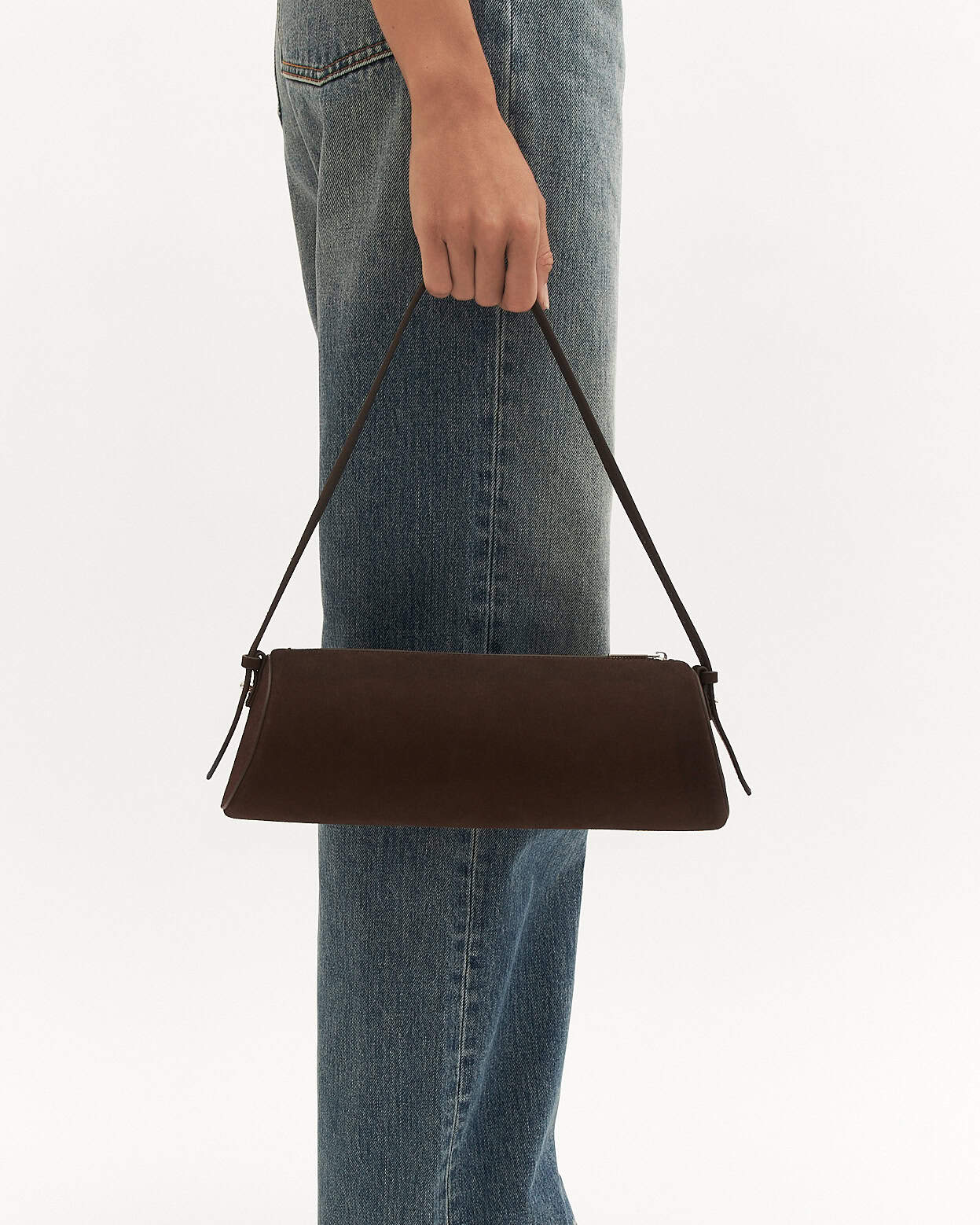 WINFREY SHOULDER BAG BITTER CHOC SUEDE - Jo Mercer