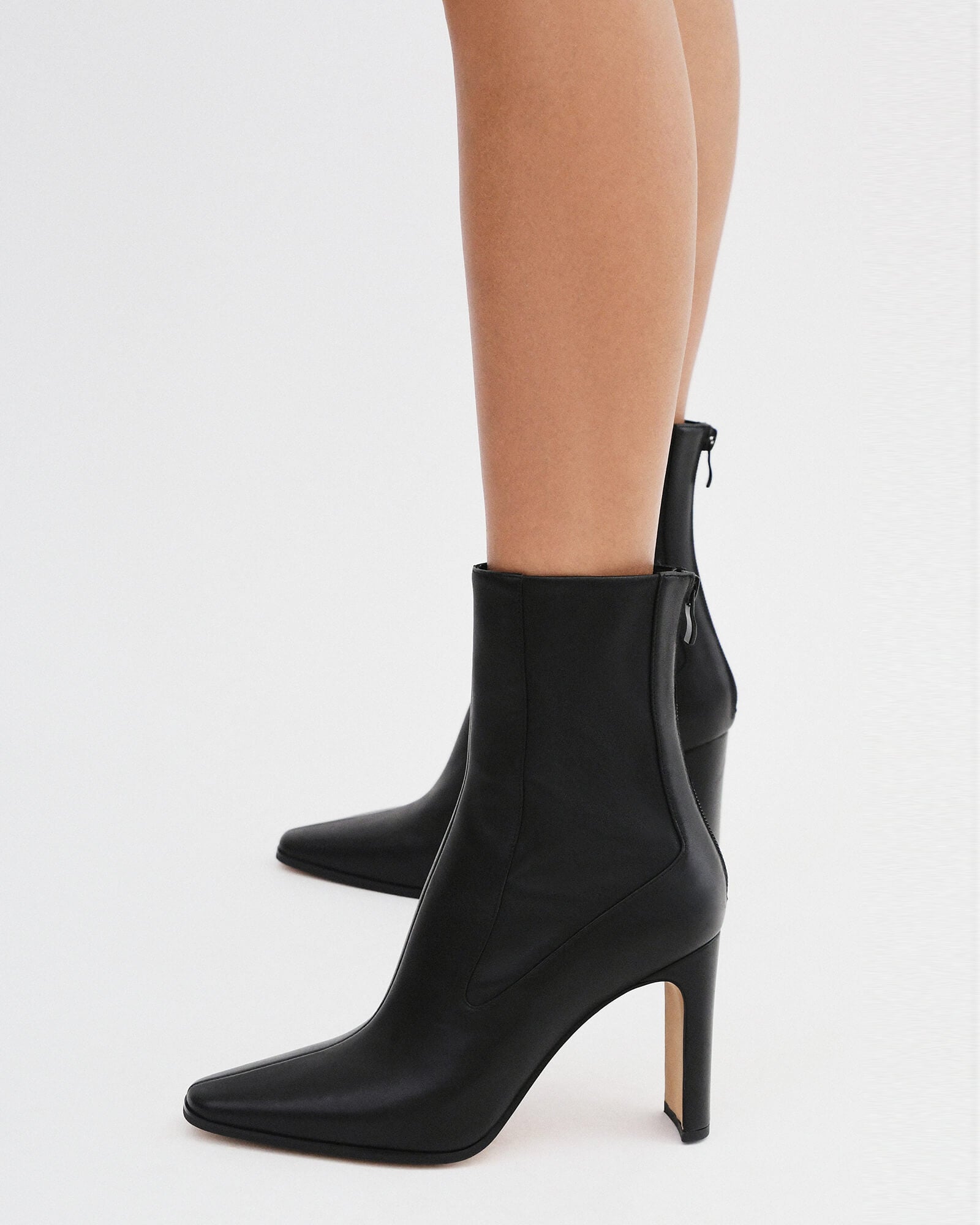 JUNE HIGH ANKLE BOOTS BLACK LEATHER image