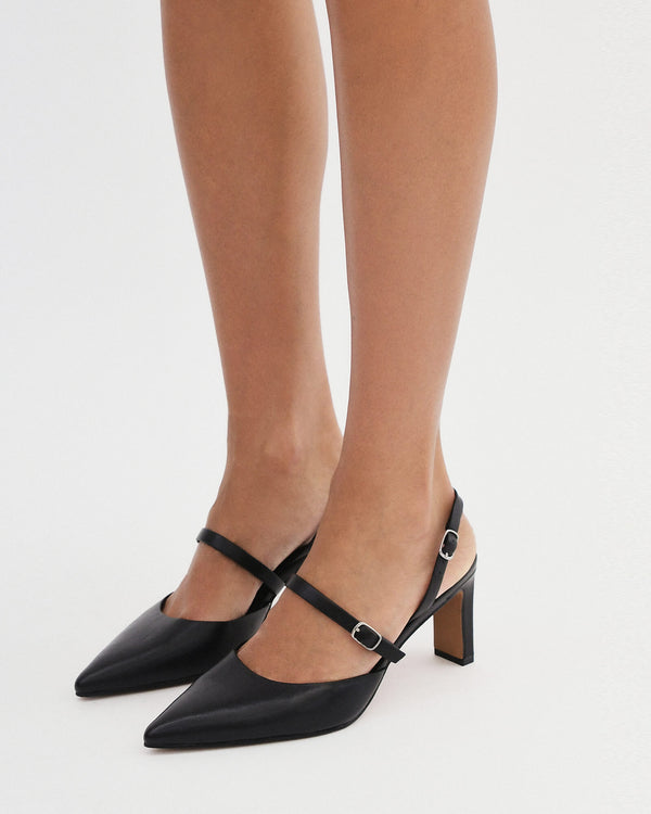 KARINA MID HEELS BLACK LEATHER Jo Mercer - Main Image