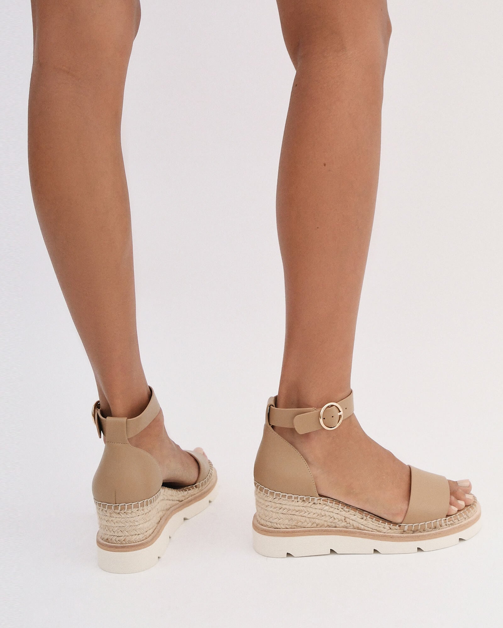 KELLY MID HEEL WEDGES TAN LEATHER image