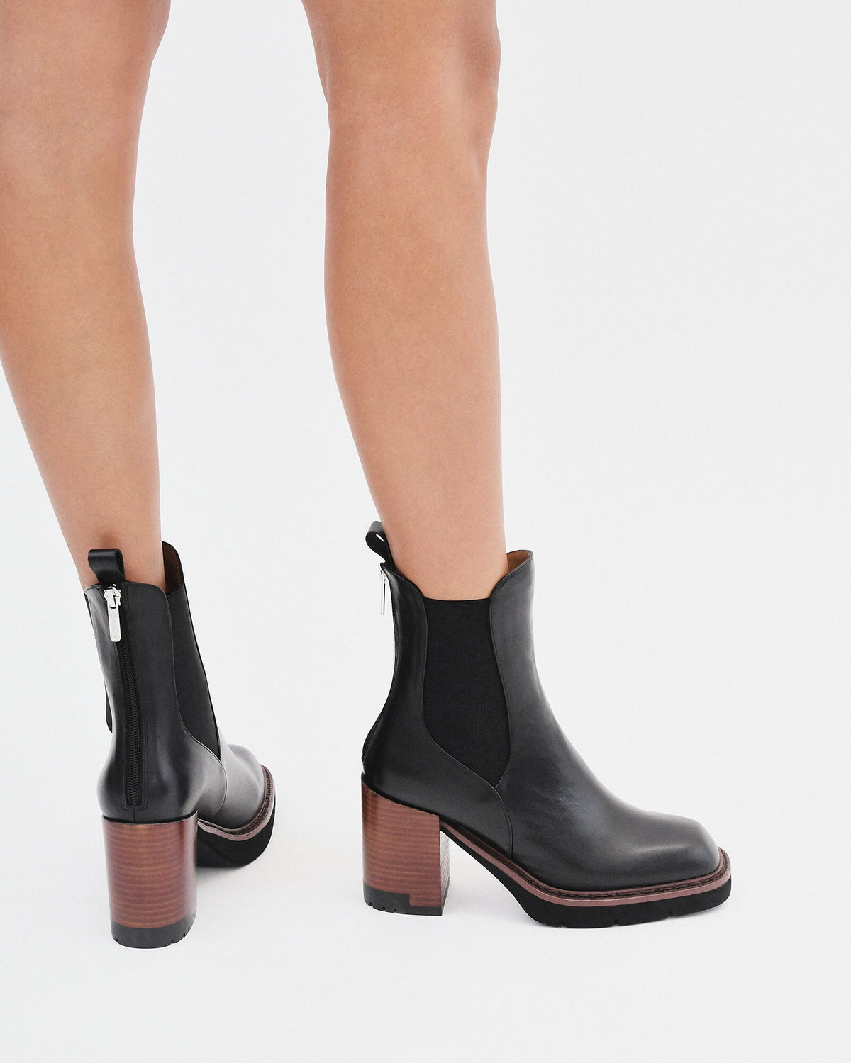 VERA HIGH ANKLE BOOTS BLACK LEATHER