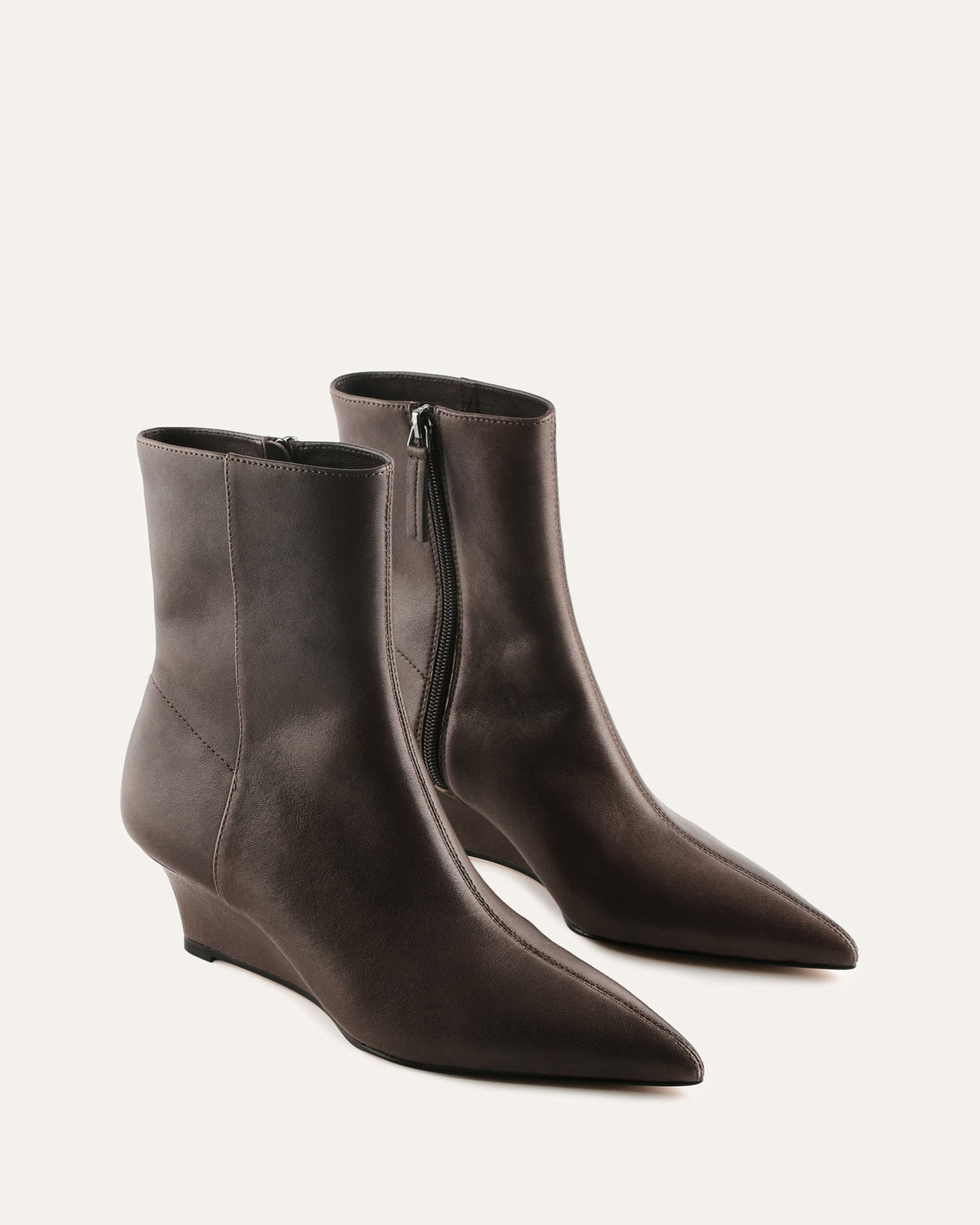 WALTON LOW ANKLE BOOTS BITTER CHOC LEATHER