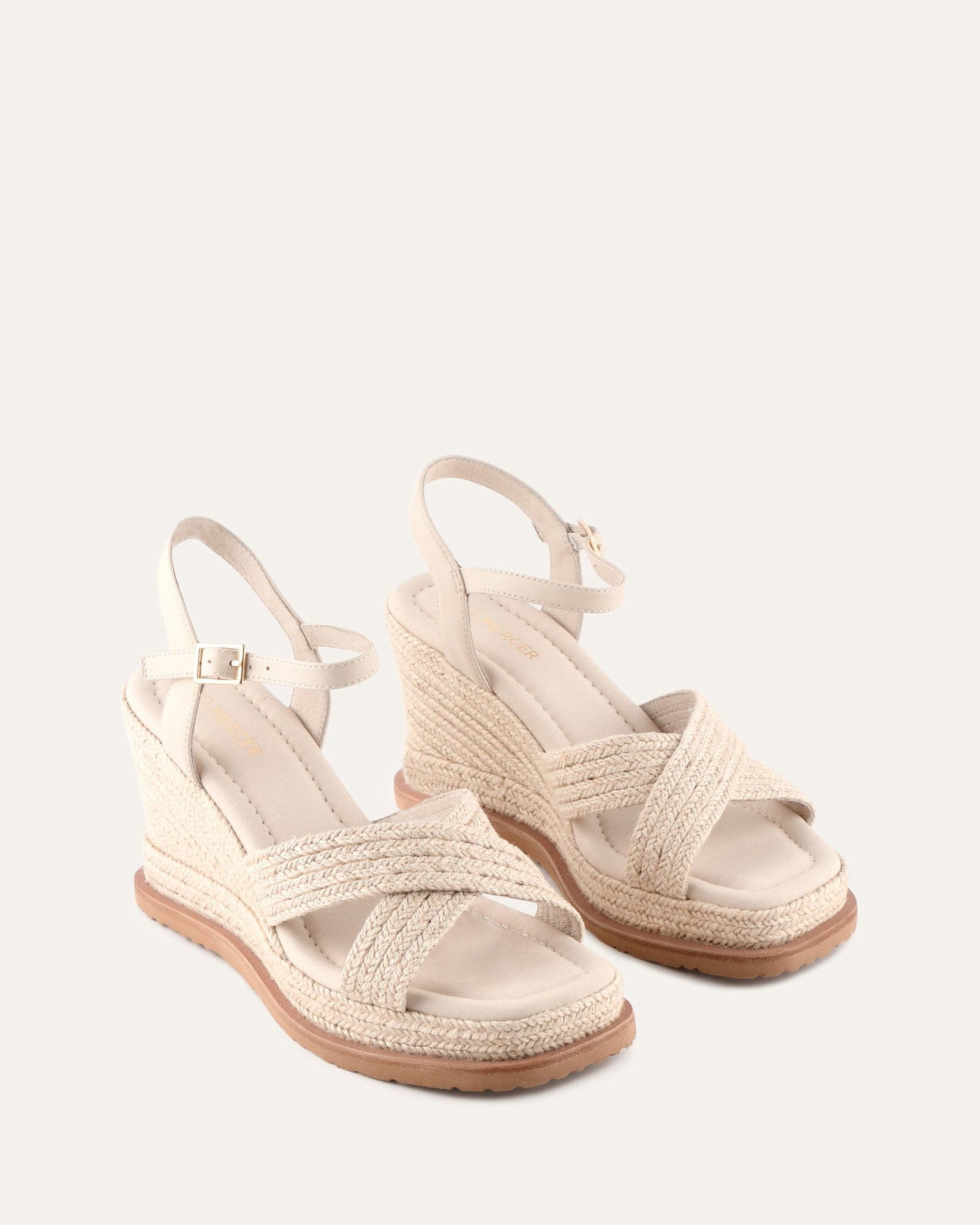 WENDELL HIGH HEEL WEDGES OFF WHITE LEATHER image