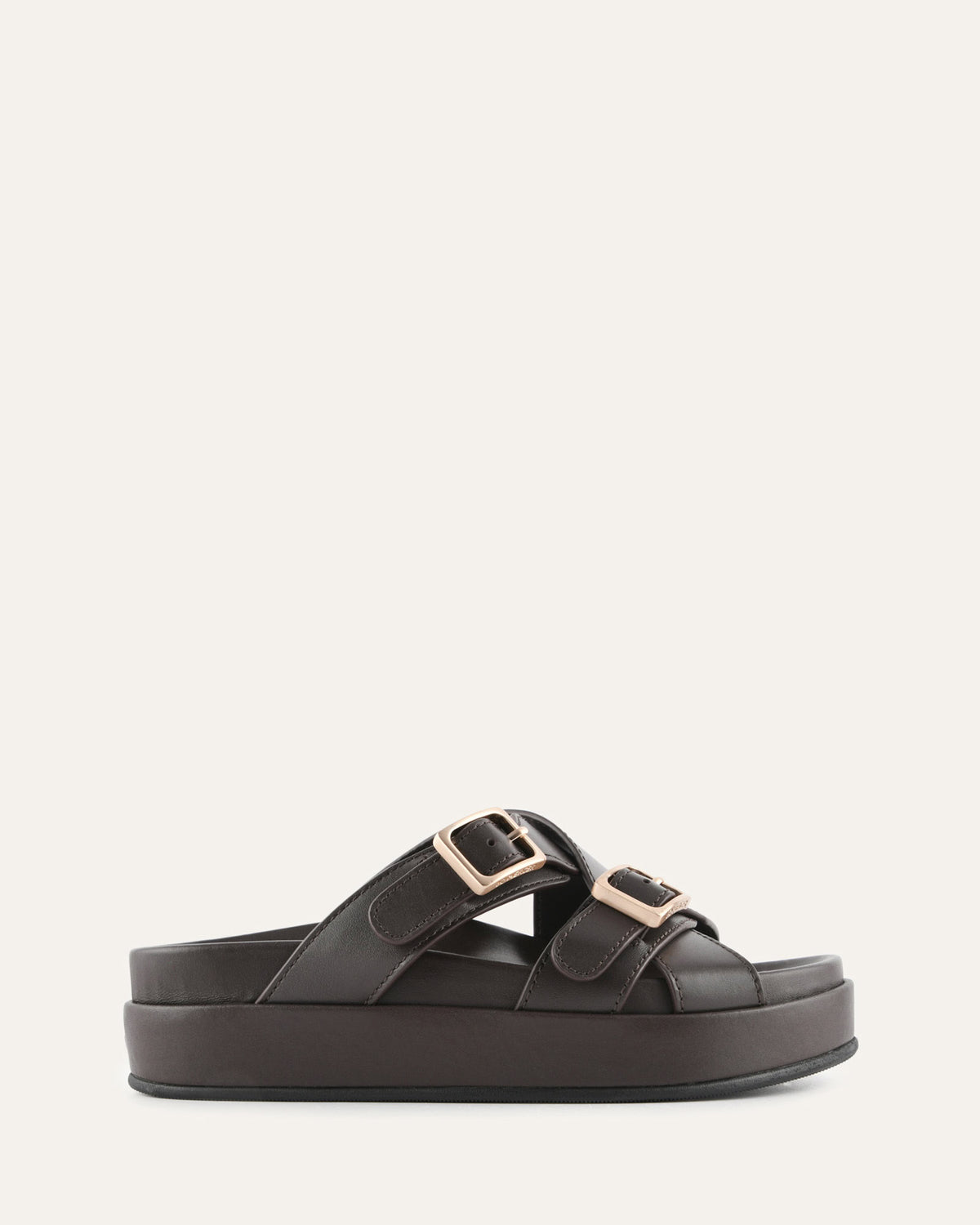 WICCA FLAT SANDALS BITTER CHOC LEATHER