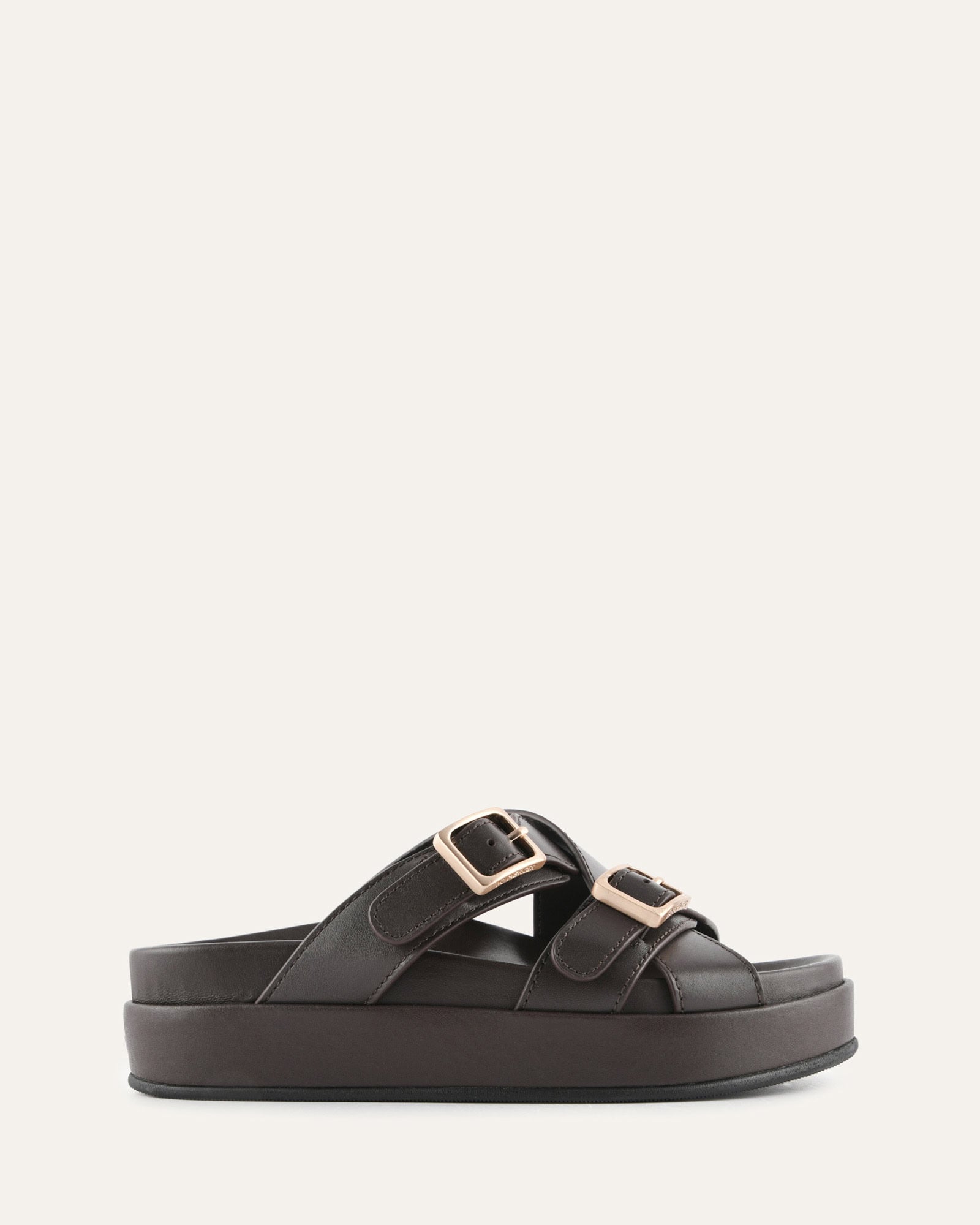 WICCA FLAT SANDALS BITTER CHOC LEATHER image