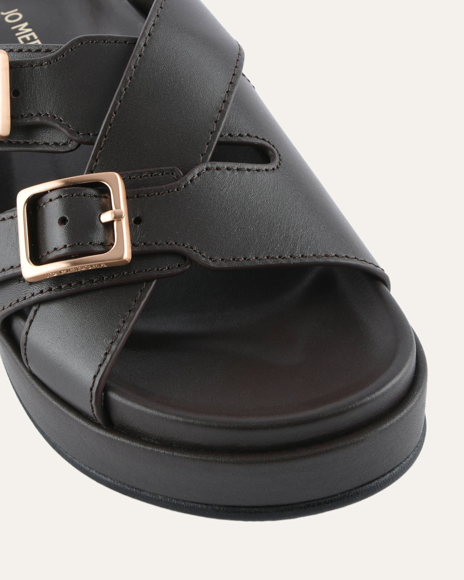 WICCA FLAT SANDALS BITTER CHOC LEATHER image