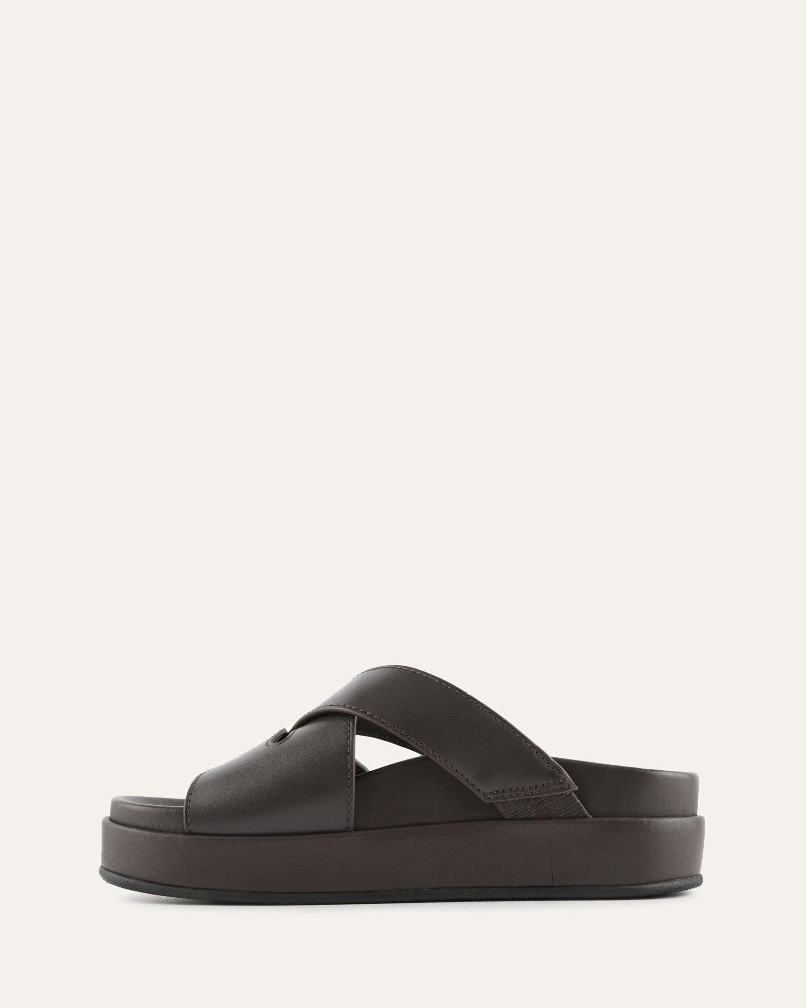 WICCA FLAT SANDALS BITTER CHOC LEATHER image