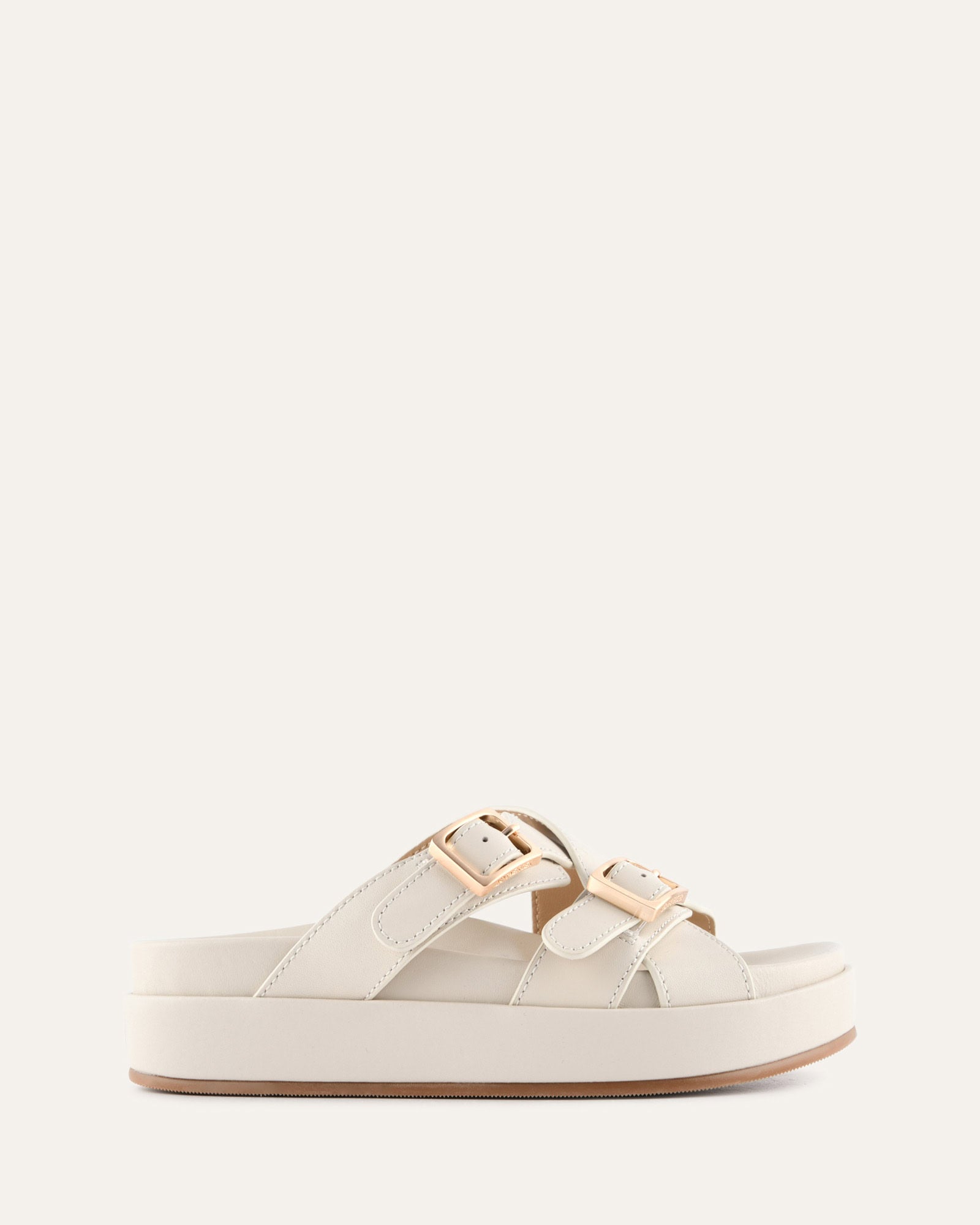 WICCA FLAT SANDALS OFF WHITE LEATHER image