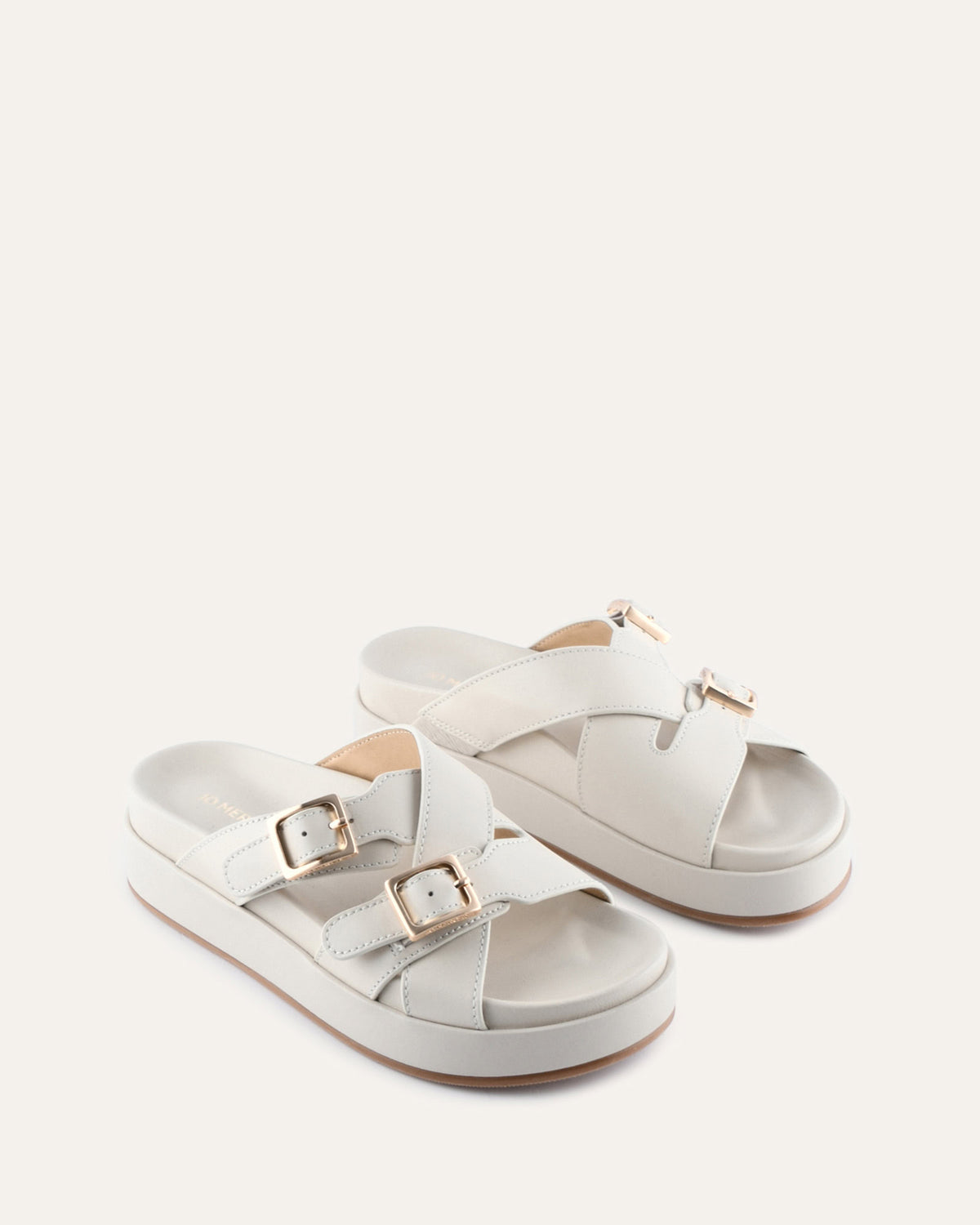WICCA FLAT SANDALS OFF WHITE LEATHER