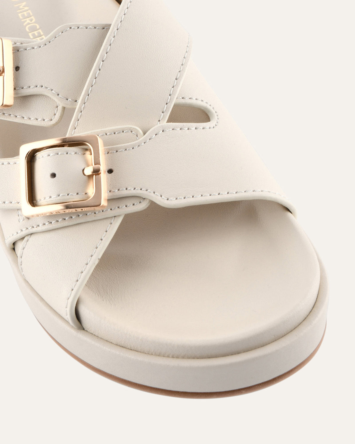 WICCA FLAT SANDALS OFF WHITE LEATHER