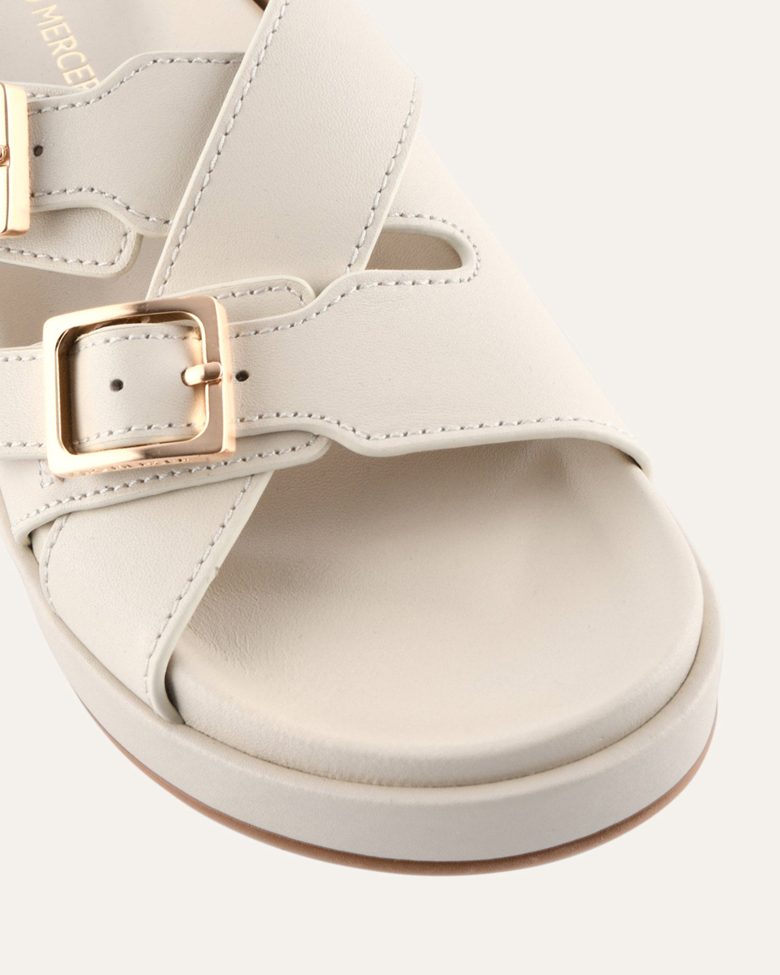WICCA FLAT SANDALS OFF WHITE LEATHER image