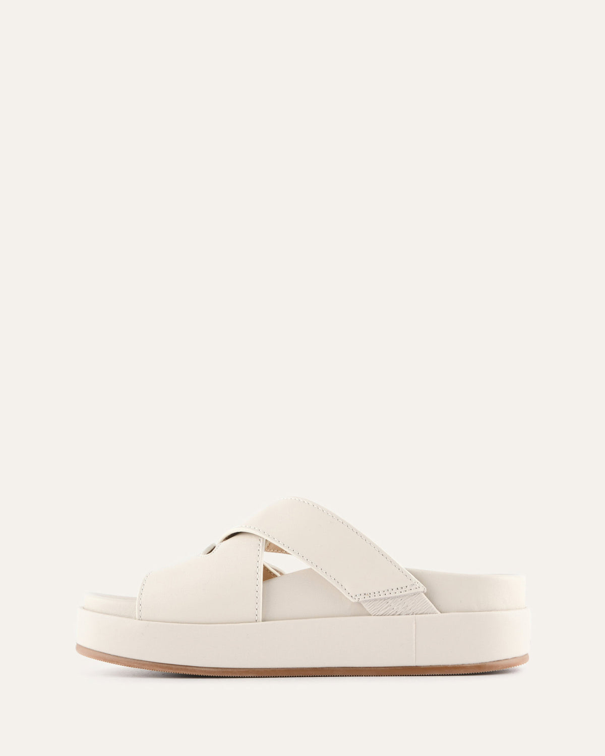 WICCA FLAT SANDALS OFF WHITE LEATHER