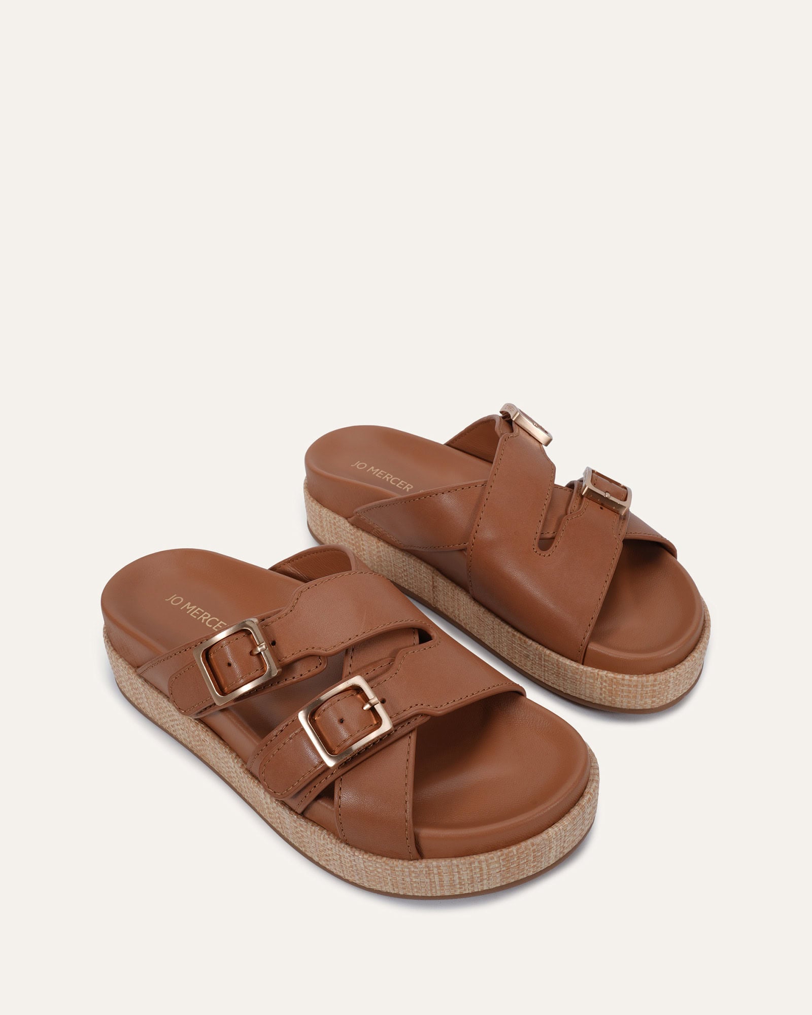 WICCA FLAT SANDALS TUSCAN TAN LEATHER