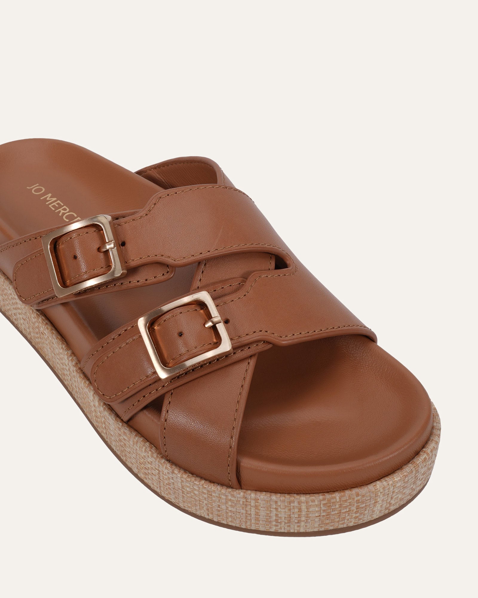 WICCA FLAT SANDALS TUSCAN TAN LEATHER image