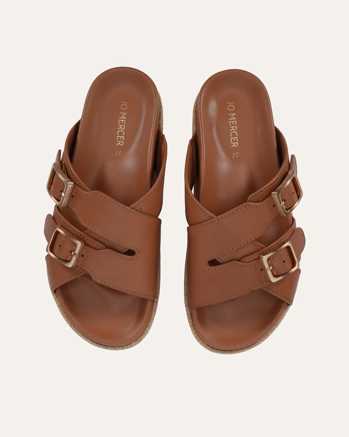 WICCA FLAT SANDALS TUSCAN TAN LEATHER