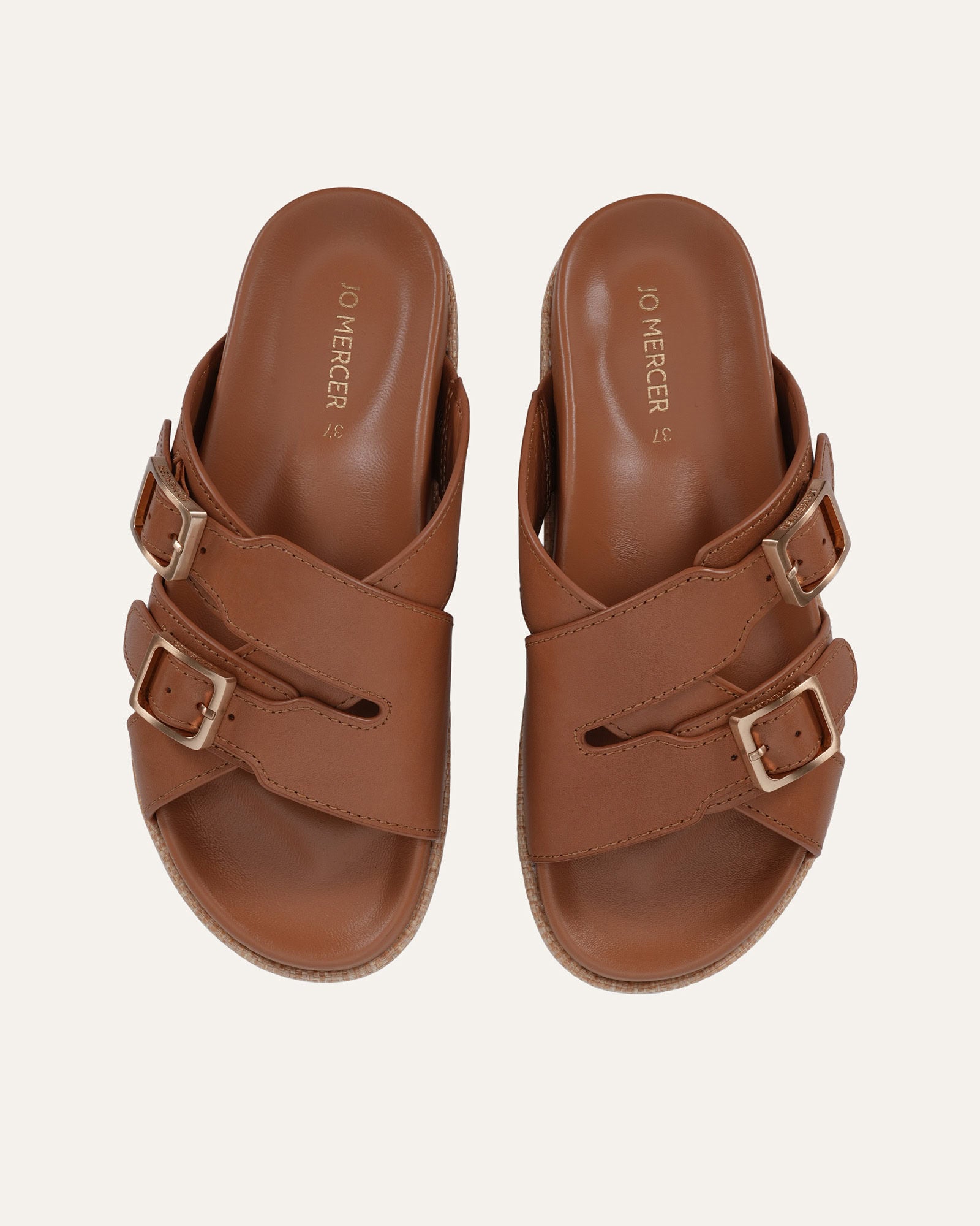 WICCA FLAT SANDALS TUSCAN TAN LEATHER image