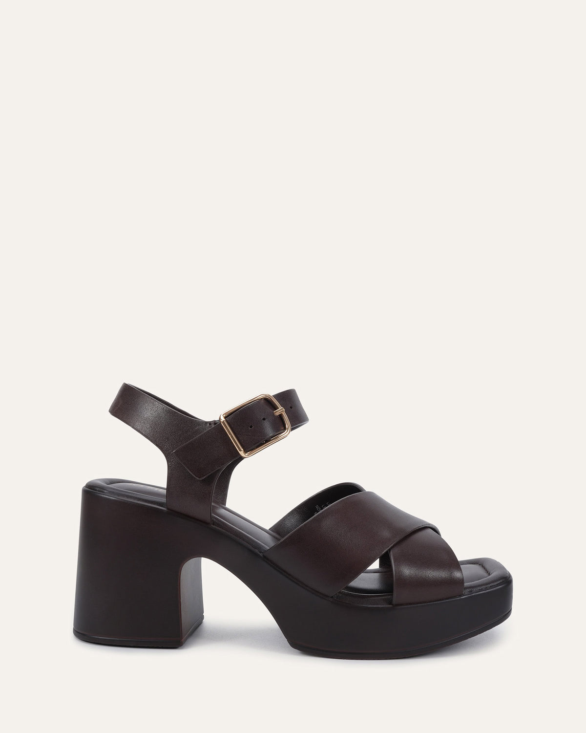 WILMA MID HEEL SANDALS CHOCOLATE LEATHER