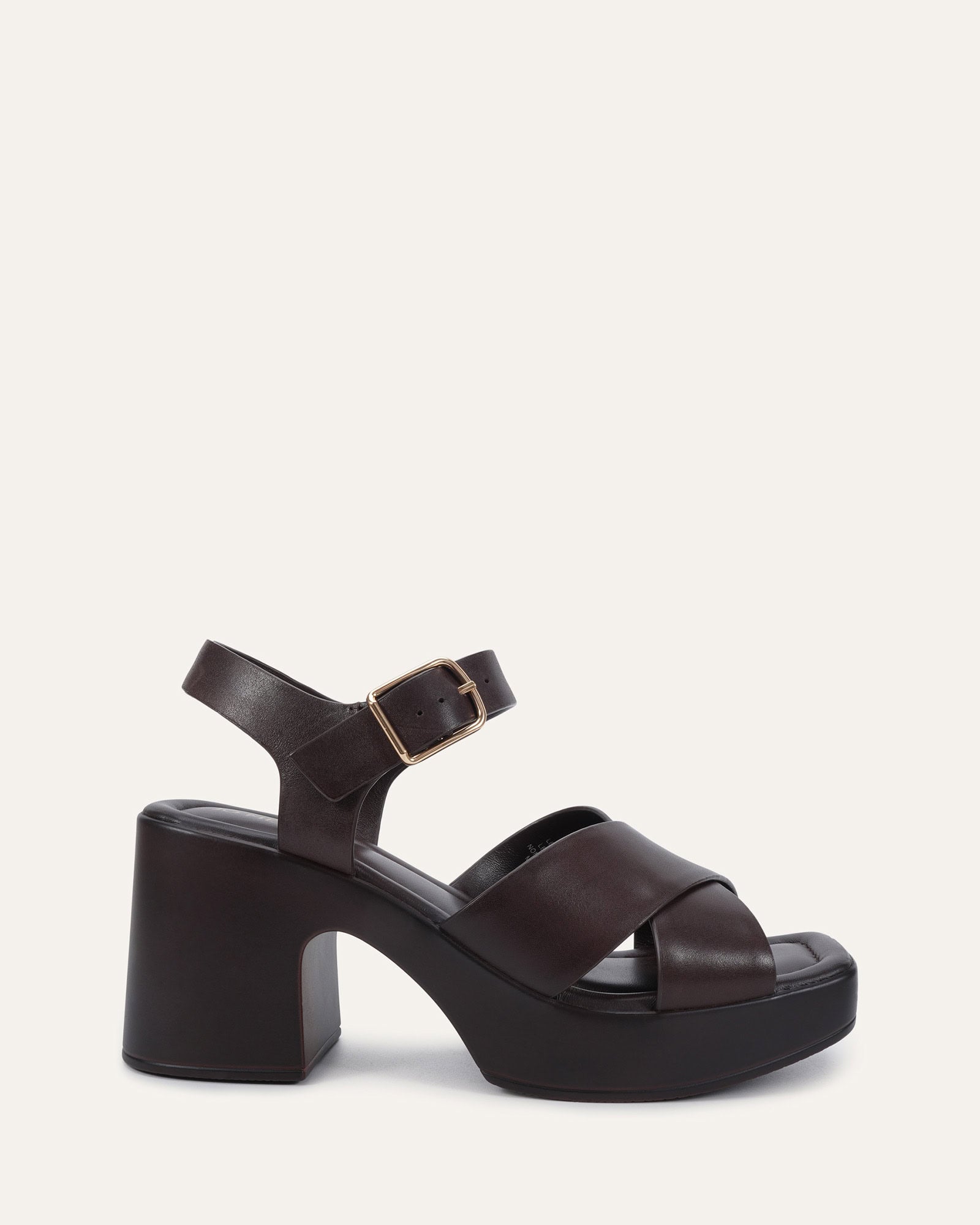 WILMA MID HEEL SANDALS CHOCOLATE LEATHER image