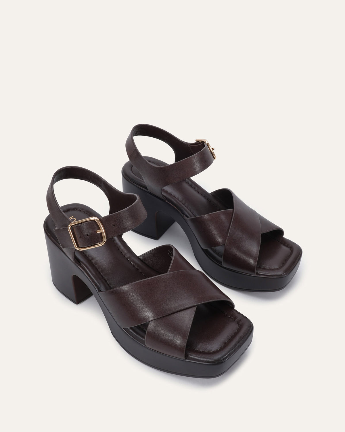 WILMA MID HEEL SANDALS CHOCOLATE LEATHER