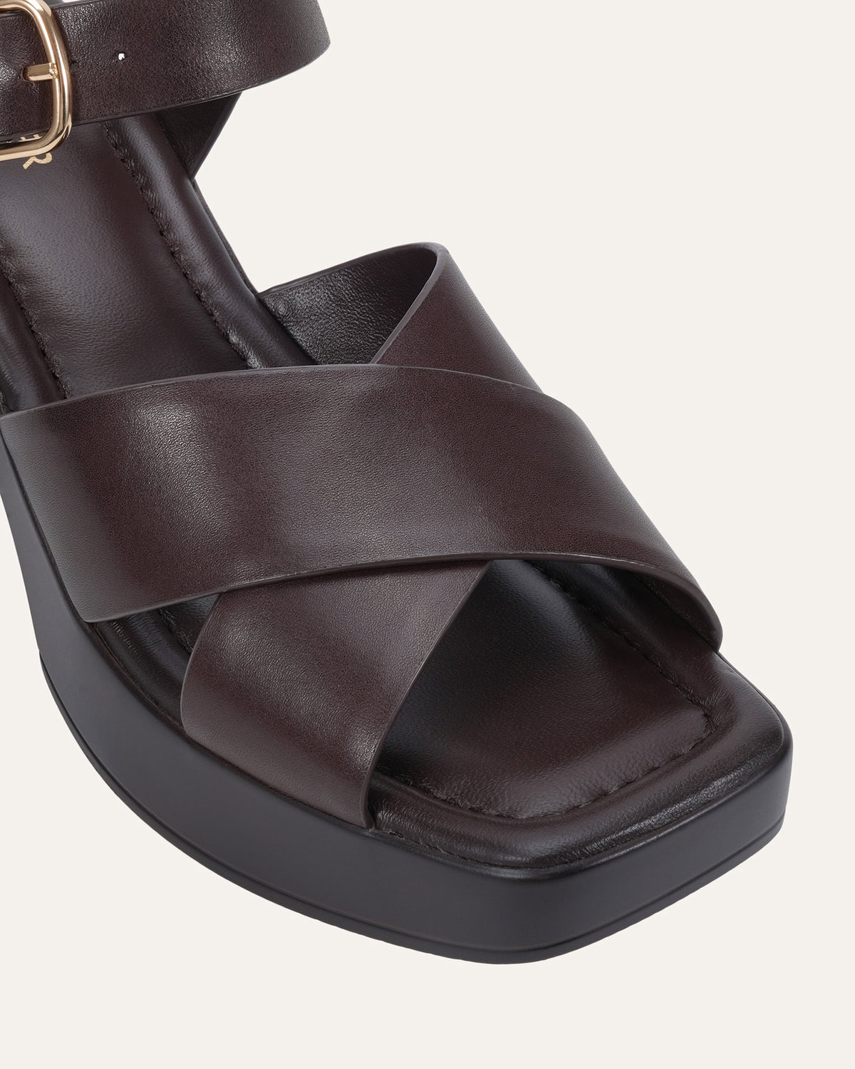 WILMA MID HEEL SANDALS CHOCOLATE LEATHER