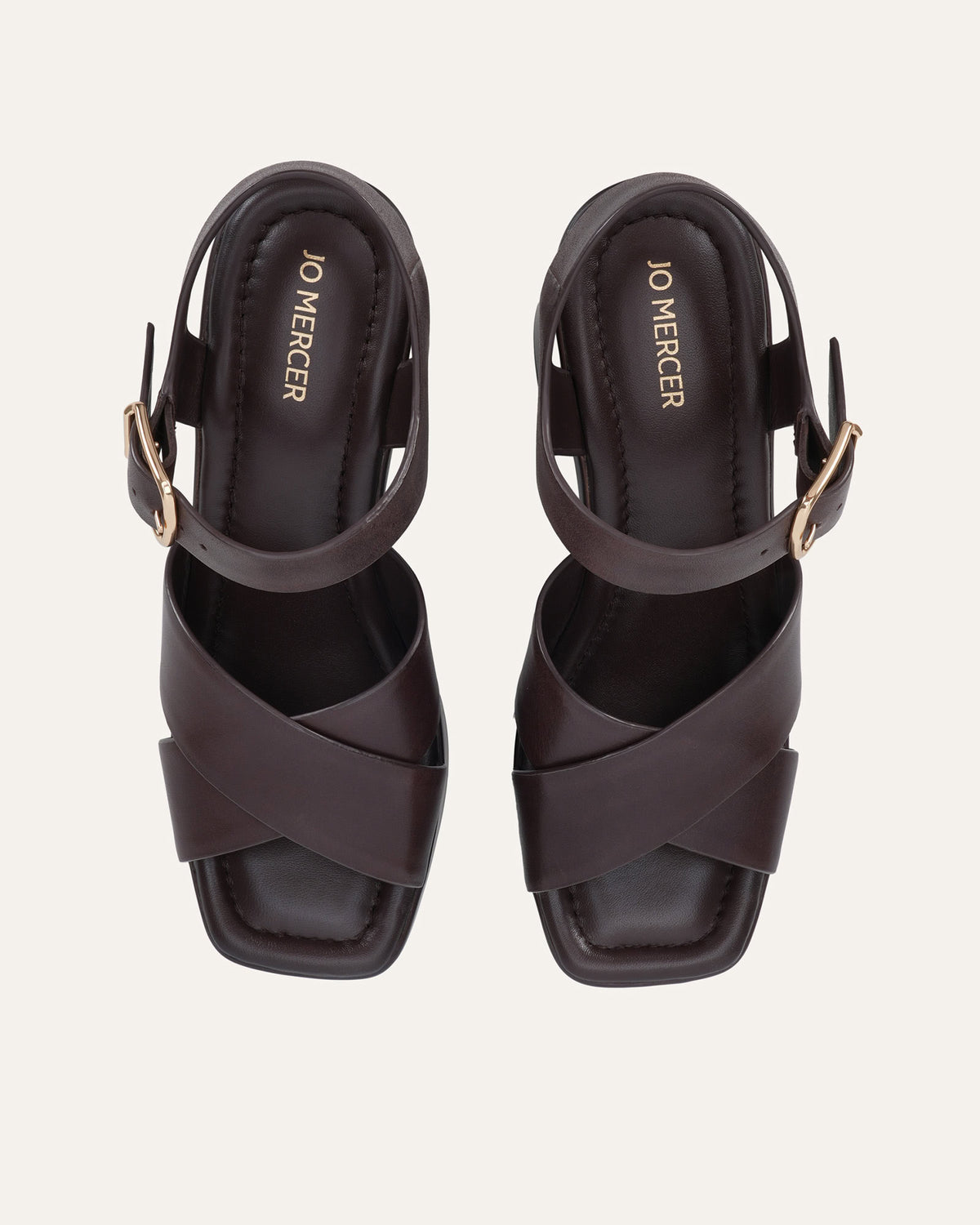WILMA MID HEEL SANDALS CHOCOLATE LEATHER