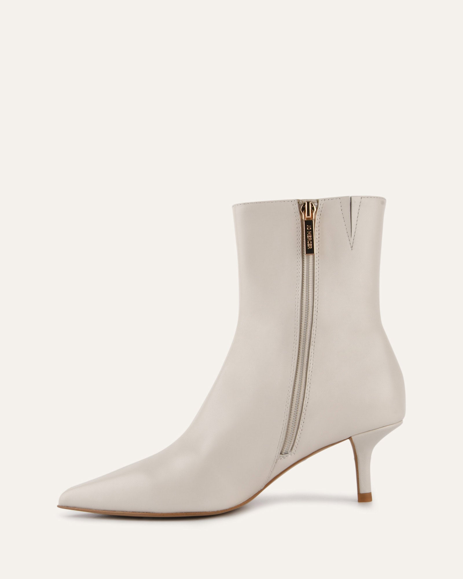 WINNIE MID ANKLE BOOTS OFF WHITE LEATHER Jo Mercer