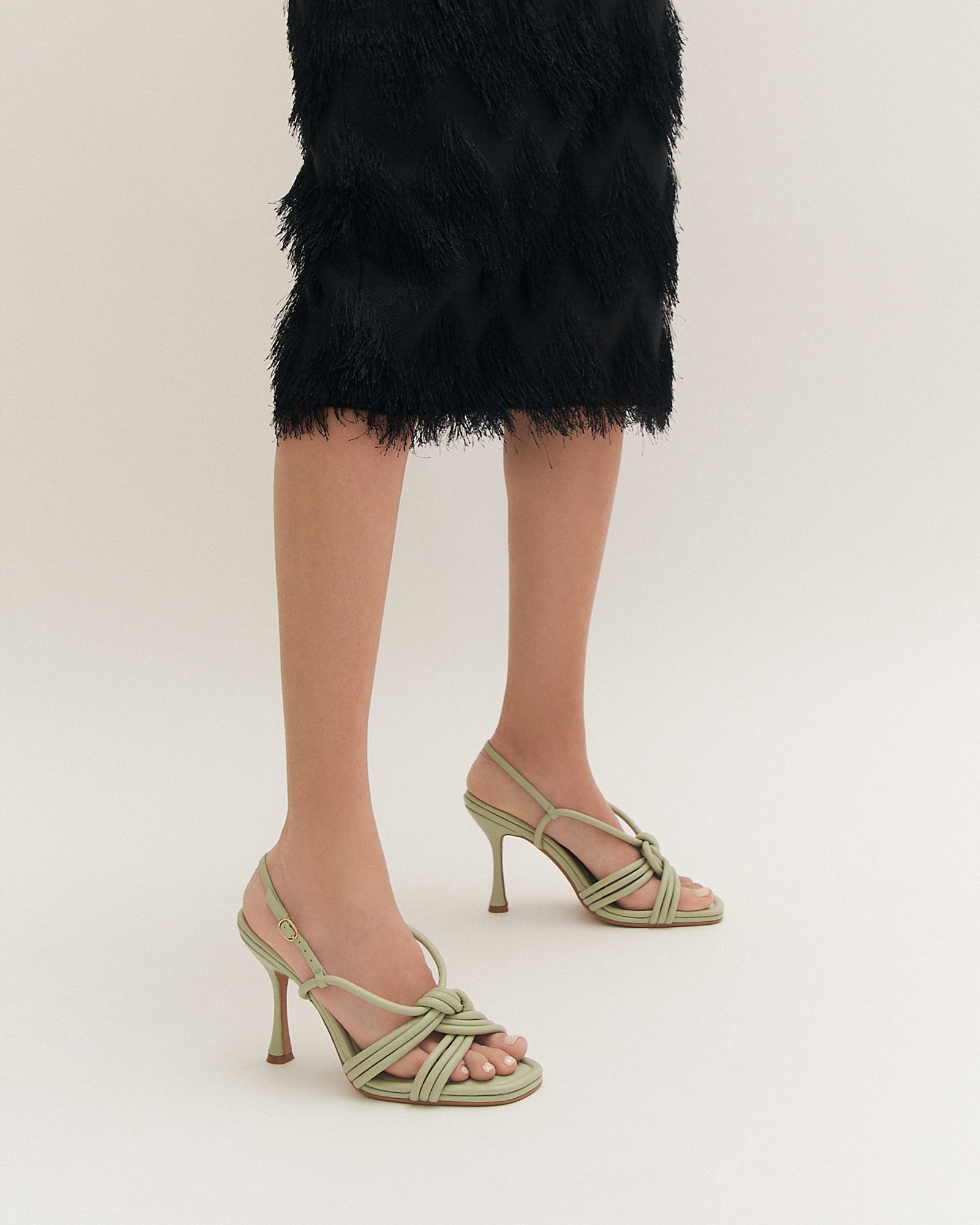 XANTHE HIGH HEEL SANDALS LIGHT SAGE LEATHER image