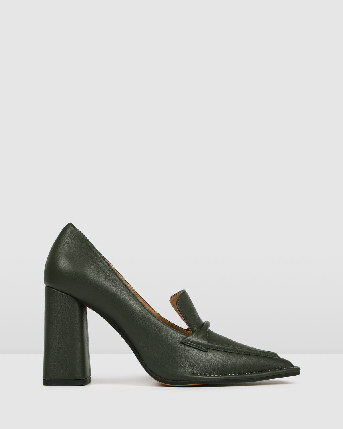 COVET HIGH HEELS OLIVE GREEN LEATHER