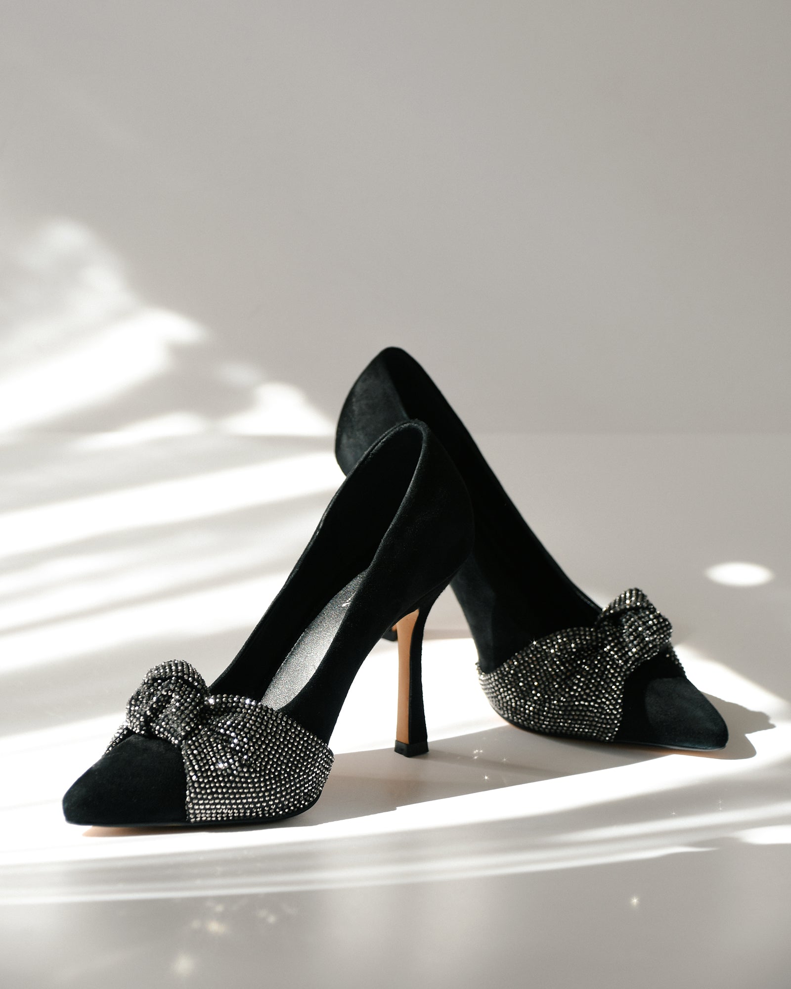 Gem Detailed Black Ankle Strap Heels – Modora UK