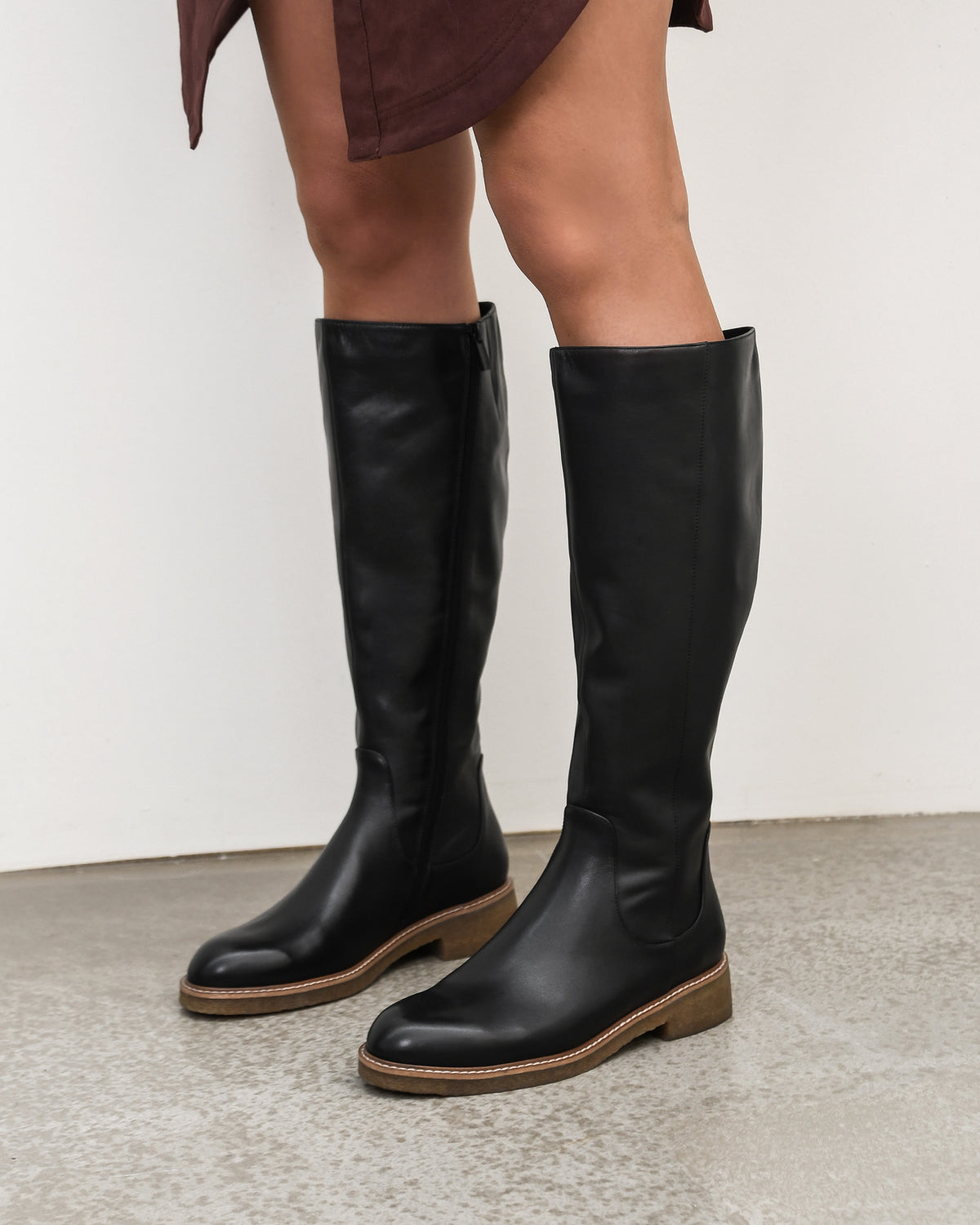 HIRA KNEE BOOTS BLACK LEATHER